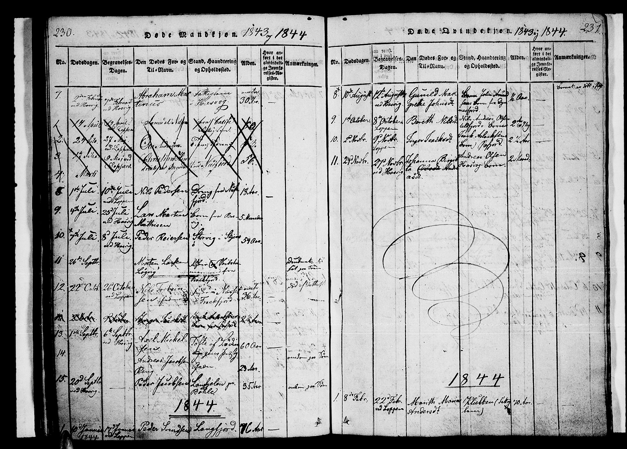 Loppa sokneprestkontor, SATØ/S-1339/H/Ha/L0003kirke: Parish register (official) no. 3, 1820-1848, p. 230-231