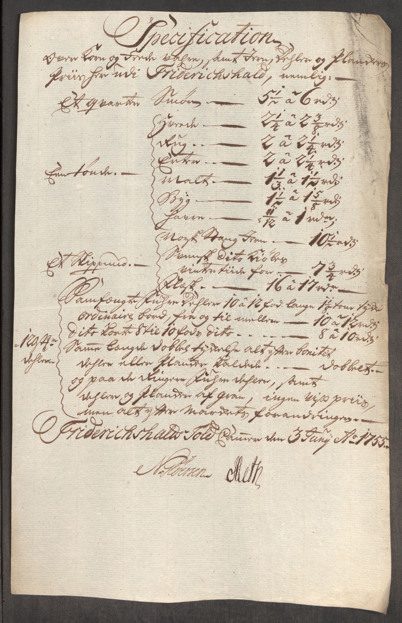 Rentekammeret inntil 1814, Realistisk ordnet avdeling, AV/RA-EA-4070/Oe/L0005: [Ø1]: Priskuranter, 1753-1757, p. 341