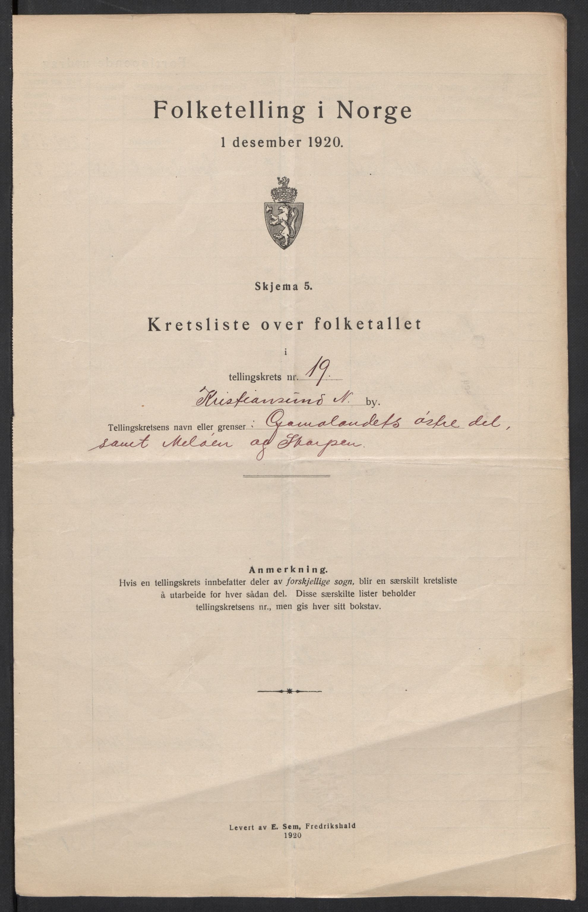 SAT, 1920 census for Kristiansund, 1920, p. 63