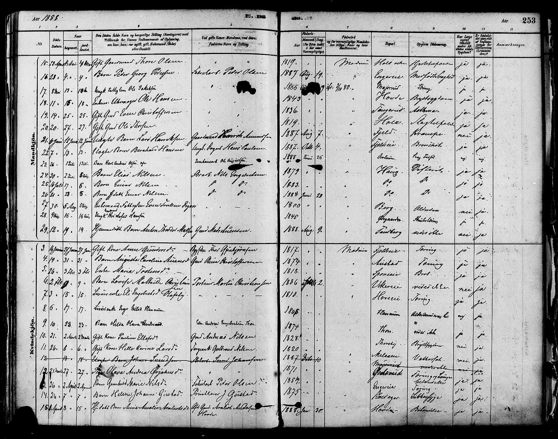 Modum kirkebøker, AV/SAKO-A-234/F/Fa/L0011: Parish register (official) no. 11, 1877-1889, p. 253