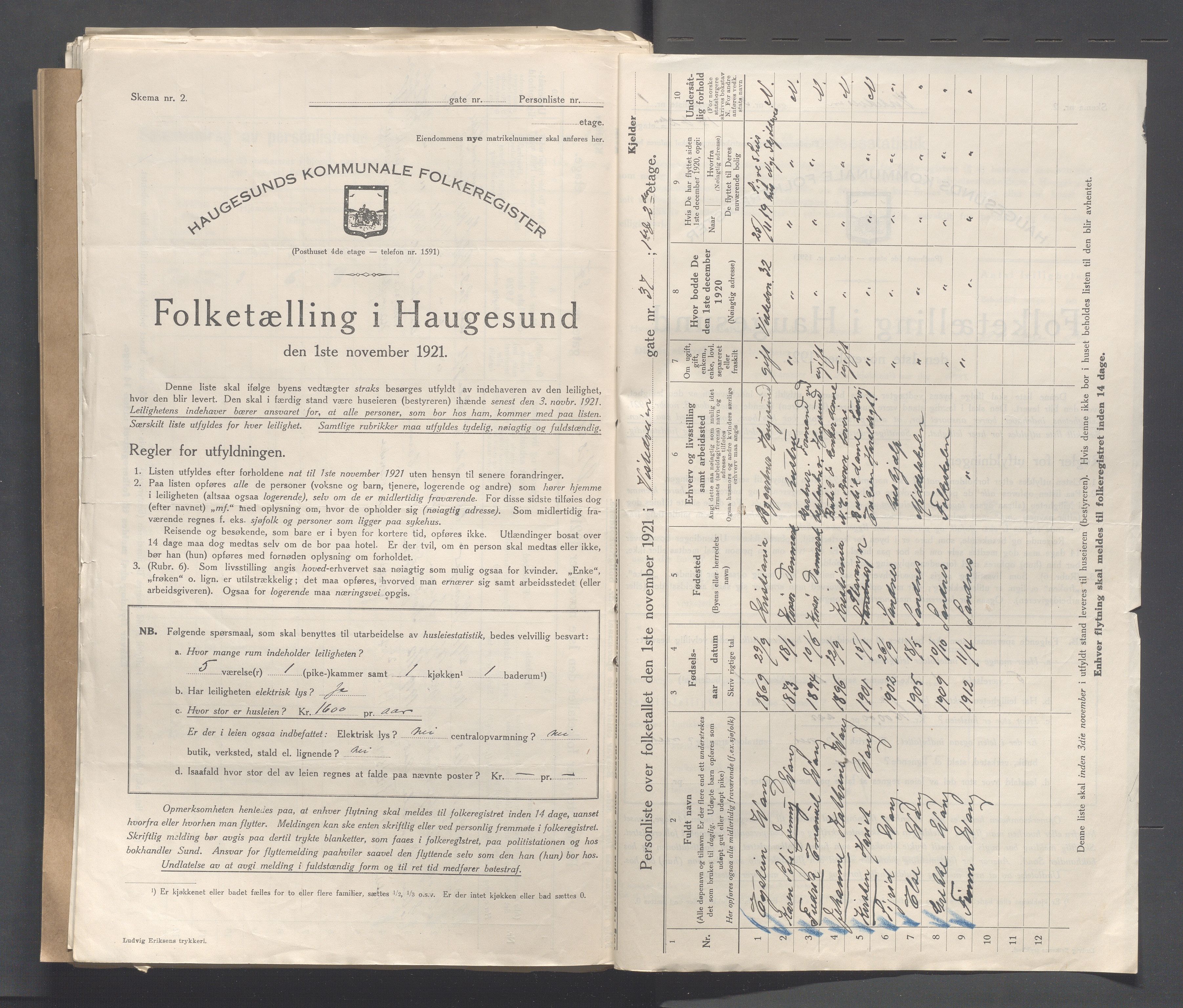 IKAR, Local census 1.11.1921 for Haugesund, 1921, p. 5539