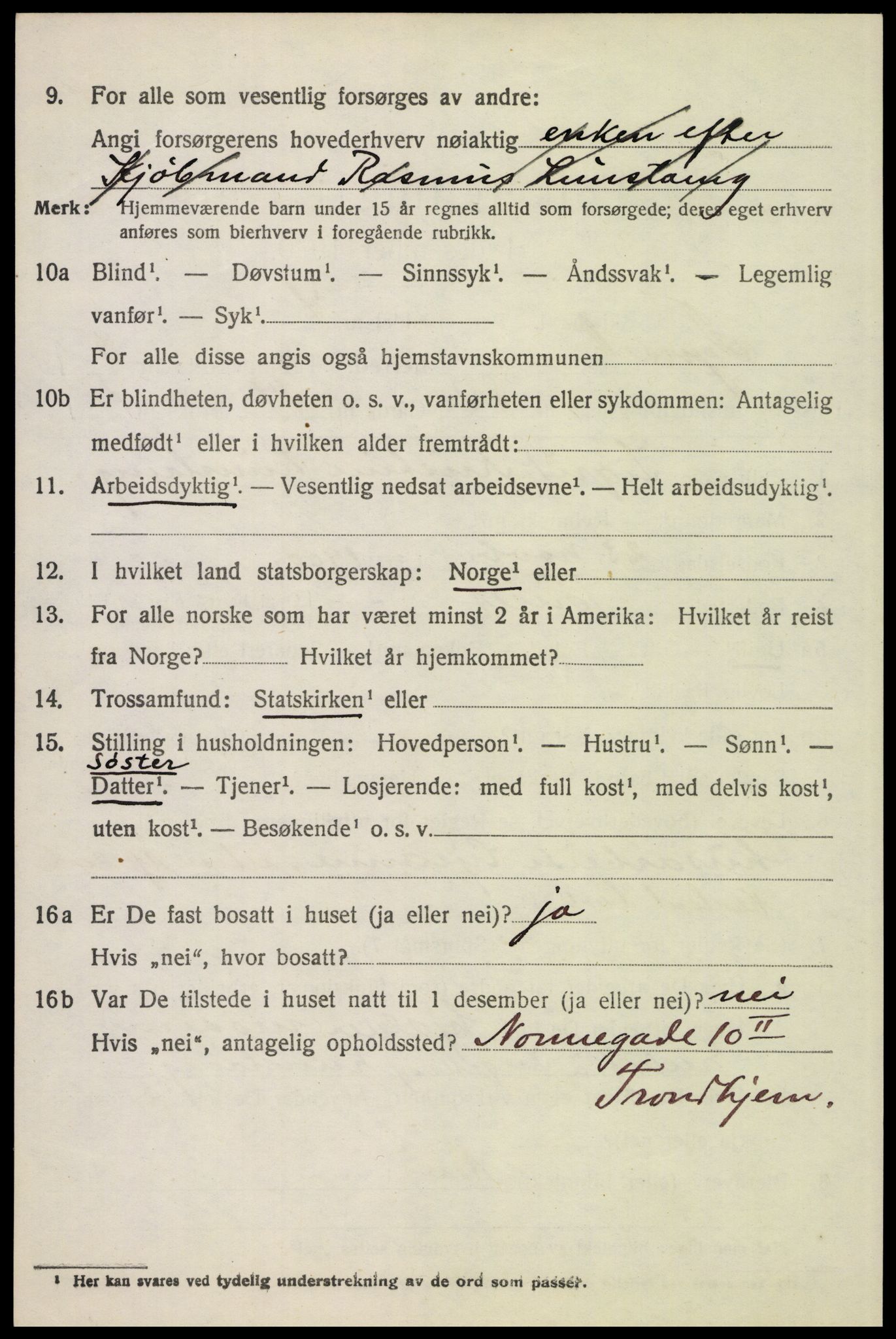 SAH, 1920 census for Tynset, 1920, p. 5487