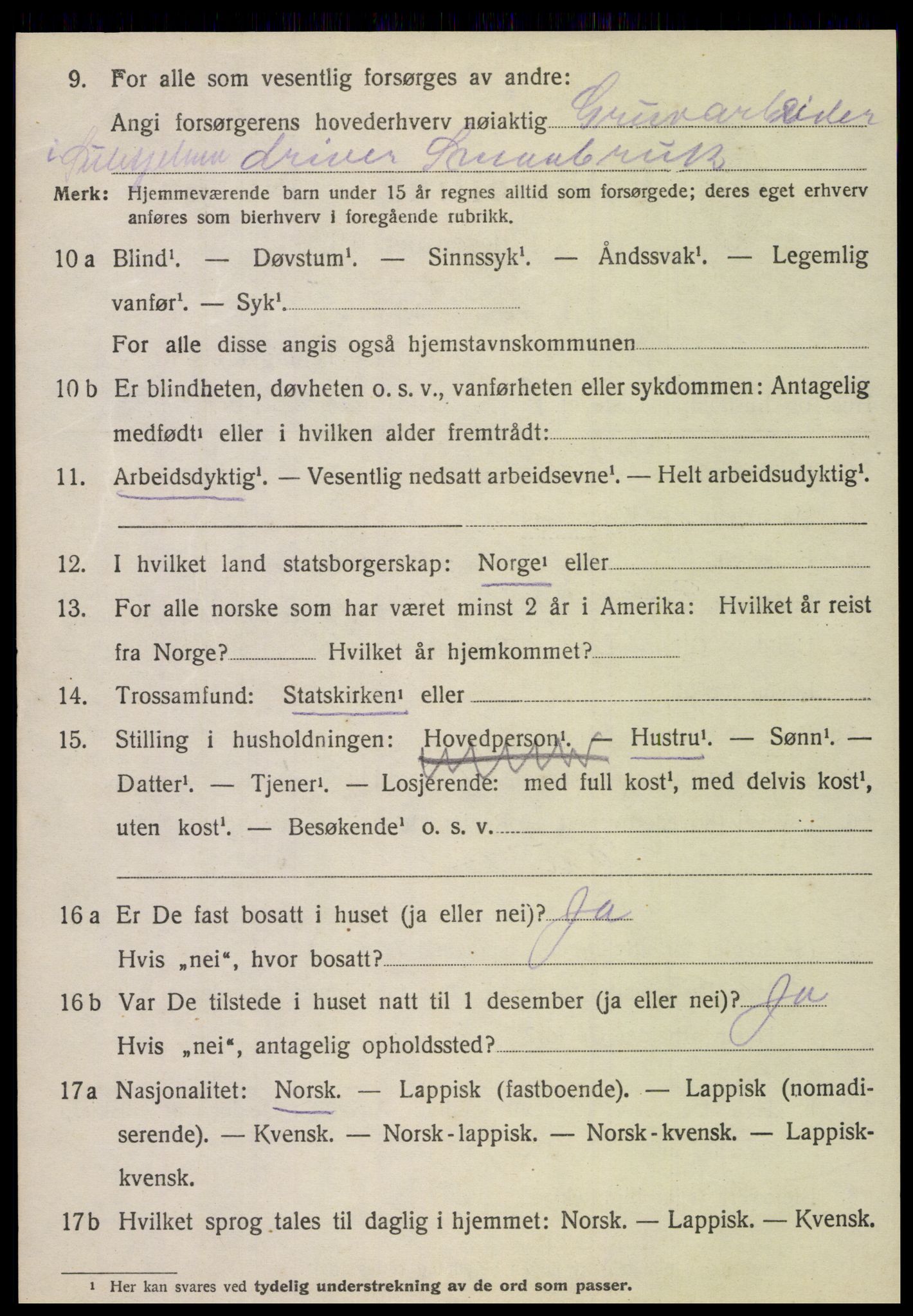 SAT, 1920 census for Fauske, 1920, p. 16191