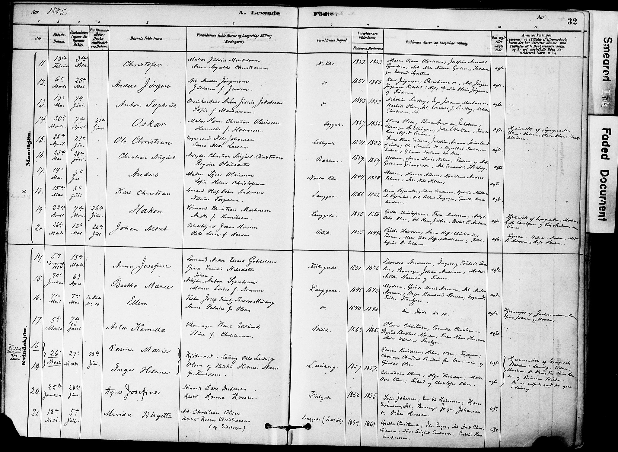 Holmestrand kirkebøker, AV/SAKO-A-346/F/Fa/L0004: Parish register (official) no. 4, 1880-1901, p. 32