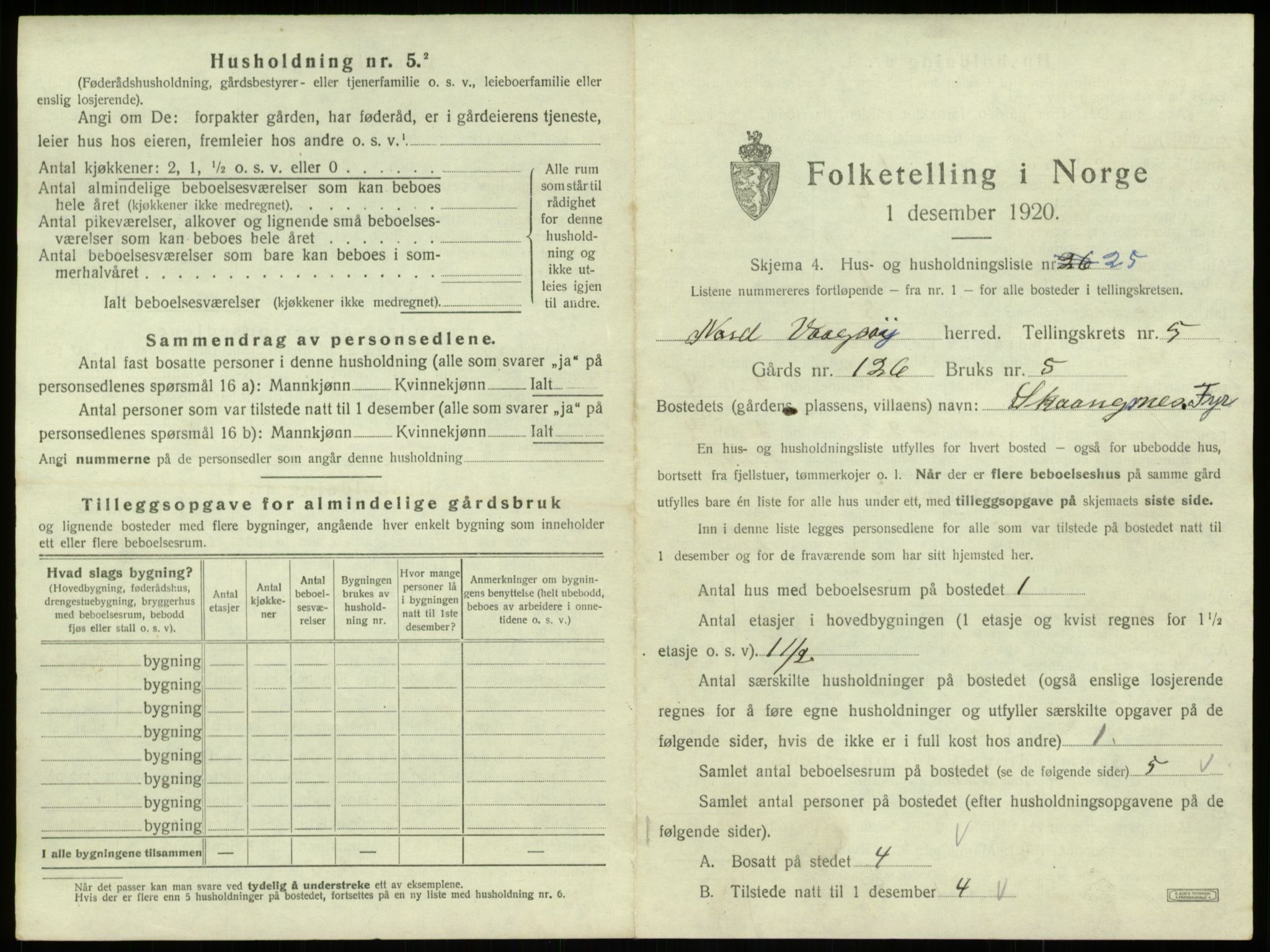 SAB, 1920 census for Nord-Vågsøy, 1920, p. 296