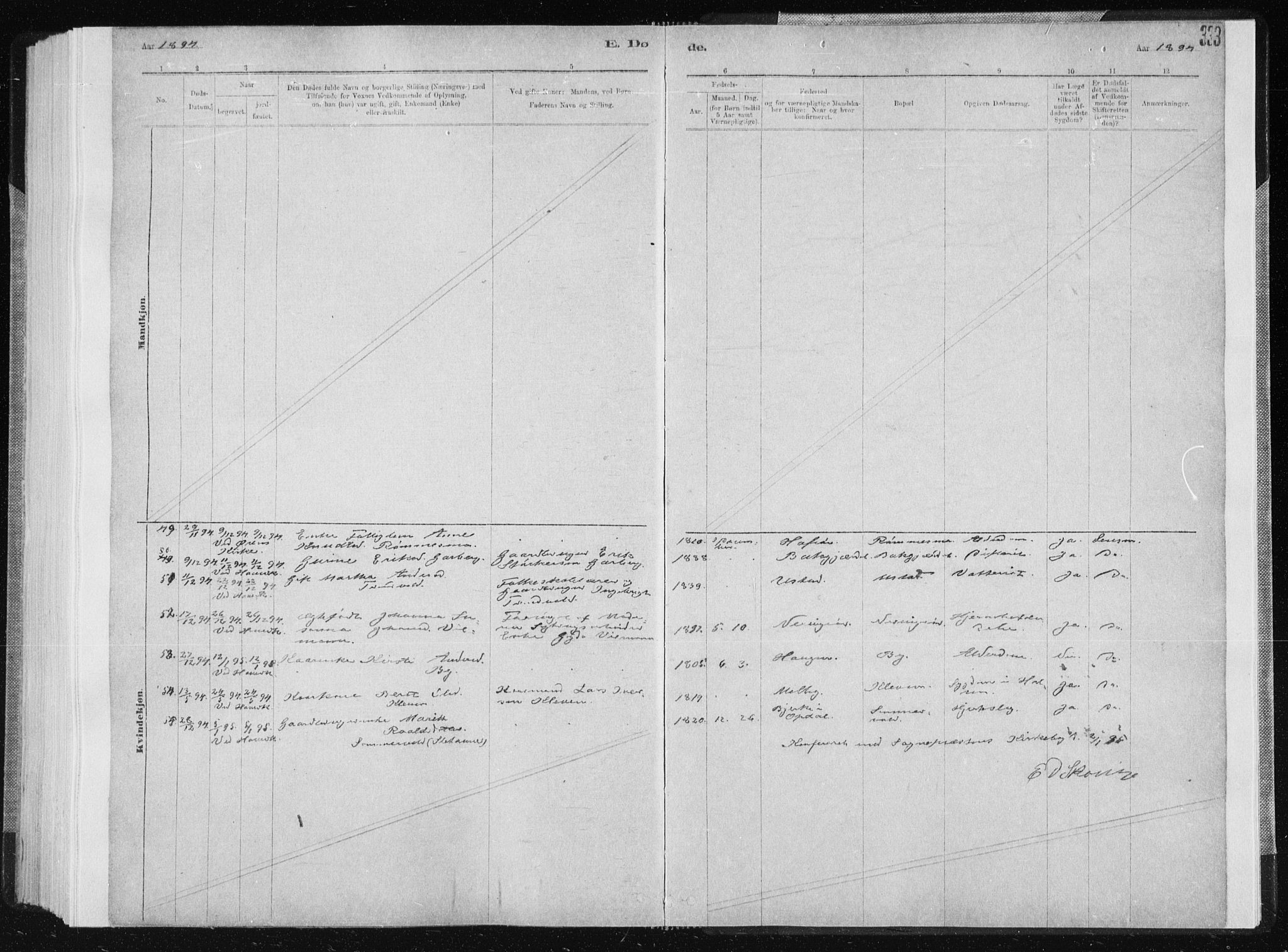 Ministerialprotokoller, klokkerbøker og fødselsregistre - Sør-Trøndelag, SAT/A-1456/668/L0818: Parish register (copy) no. 668C07, 1885-1898, p. 333