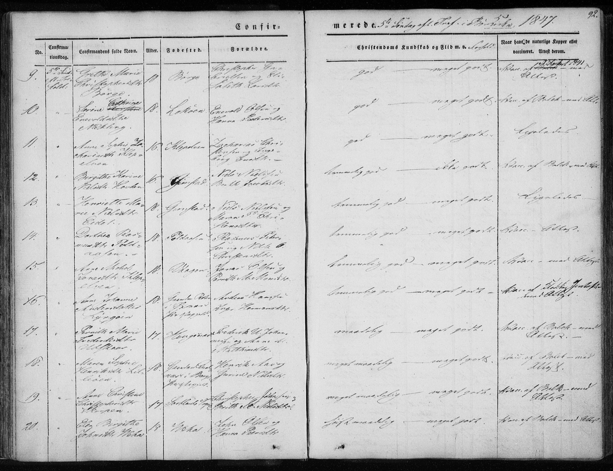 Ministerialprotokoller, klokkerbøker og fødselsregistre - Nordland, AV/SAT-A-1459/891/L1299: Parish register (official) no. 891A04, 1841-1856, p. 92