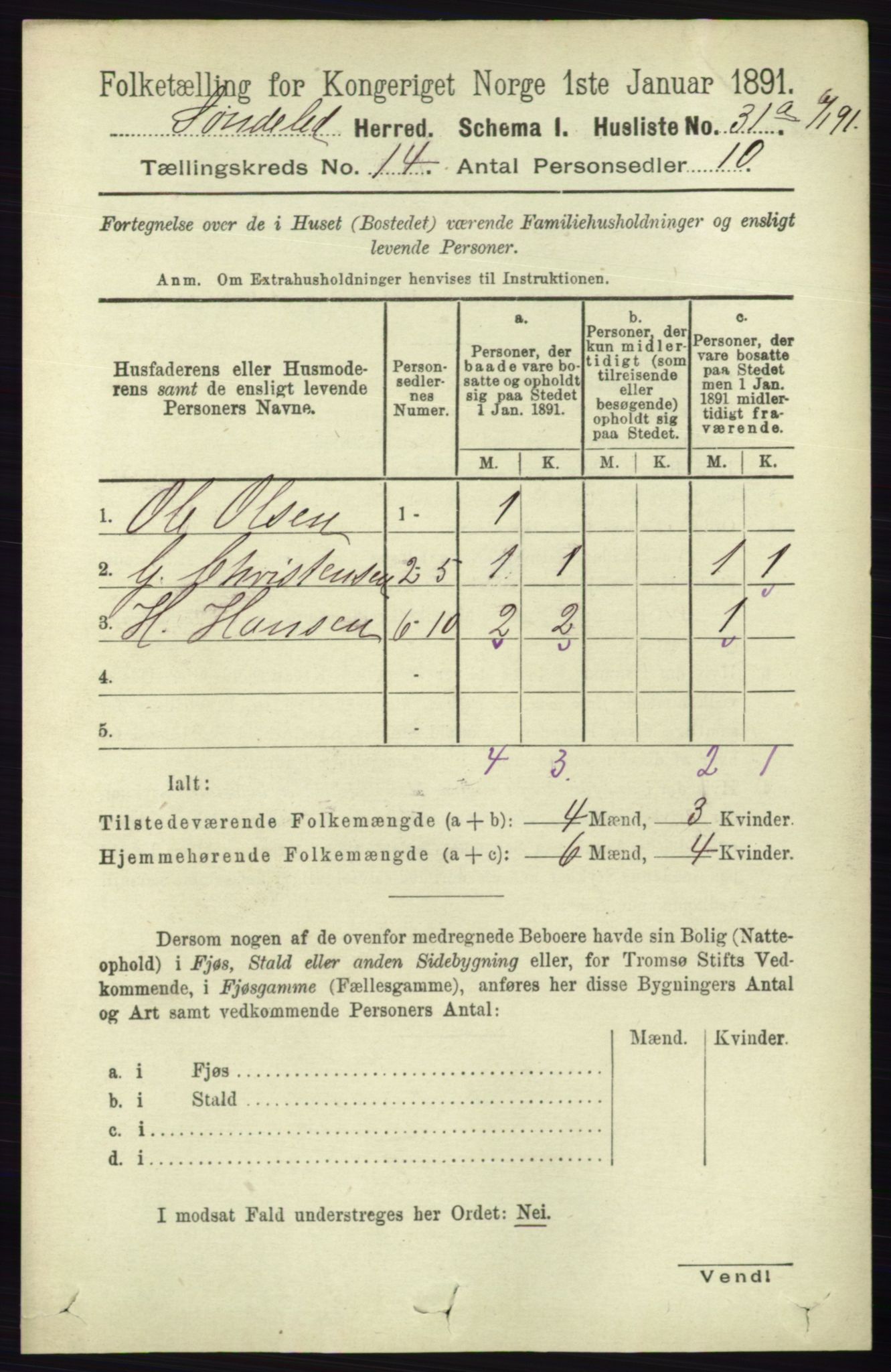 RA, 1891 census for 0913 Søndeled, 1891, p. 4129