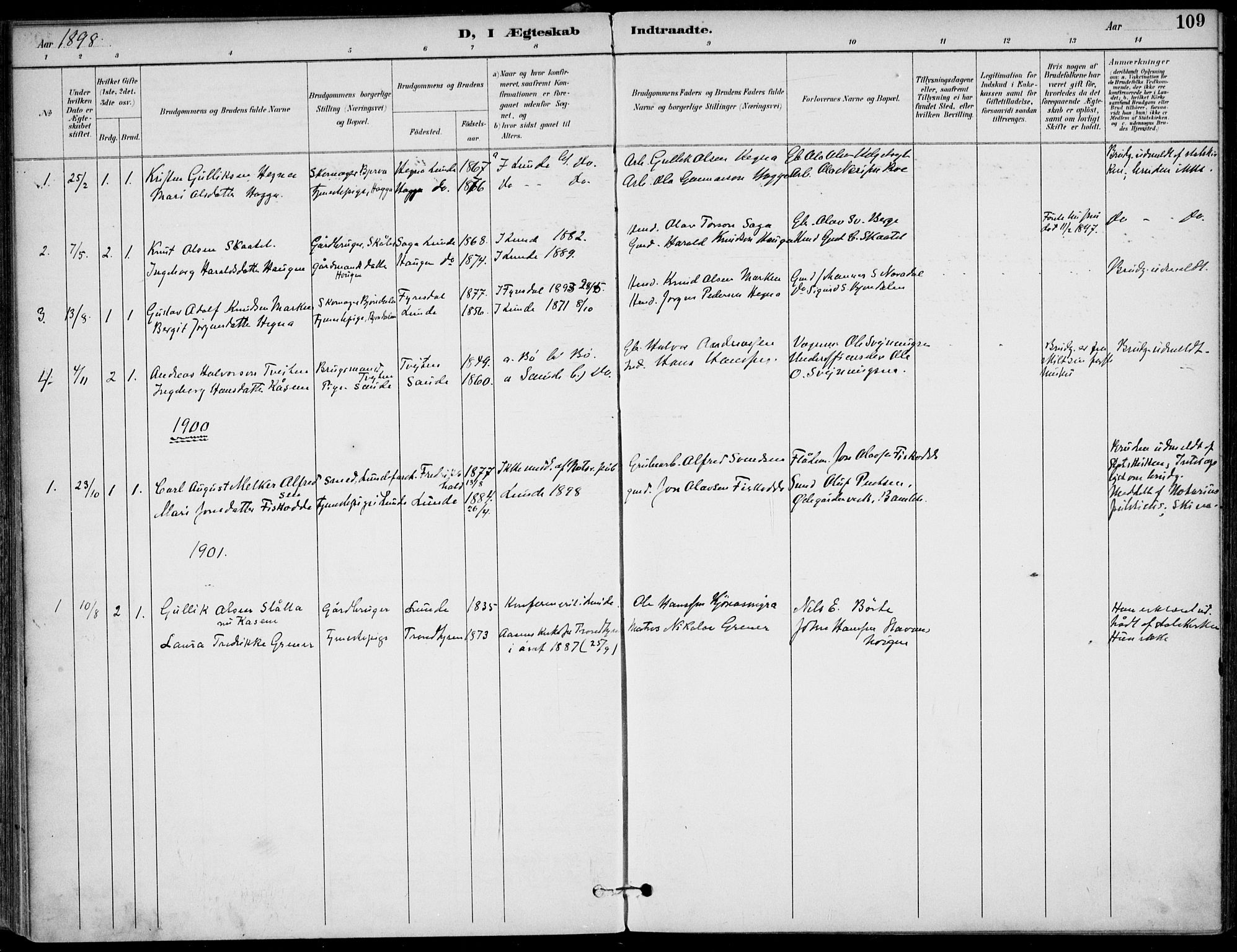 Lunde kirkebøker, SAKO/A-282/F/Fa/L0003: Parish register (official) no. I 3, 1893-1902, p. 109