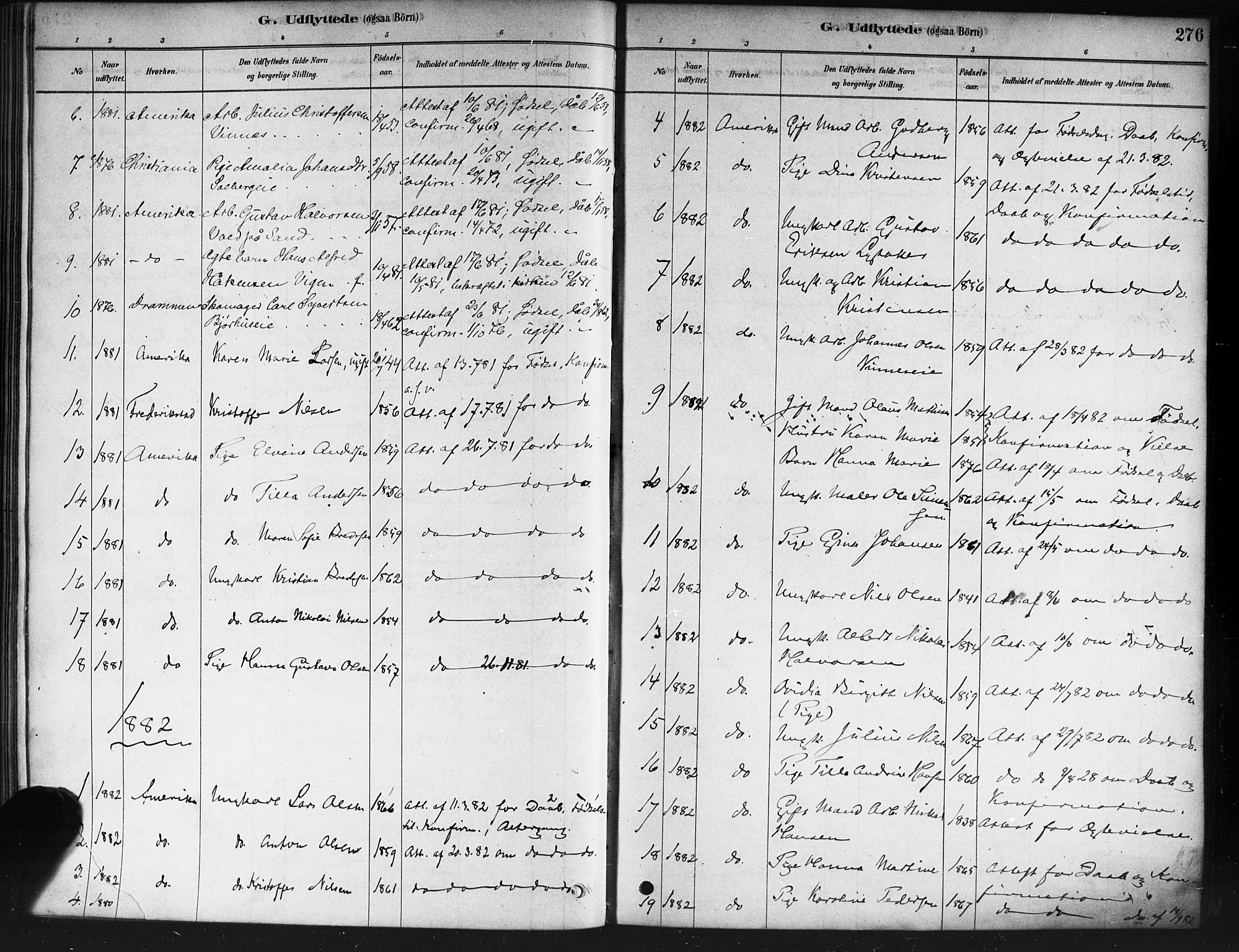 Nedre Eiker kirkebøker, SAKO/A-612/F/Fa/L0002: Parish register (official) no. 2, 1878-1885, p. 276