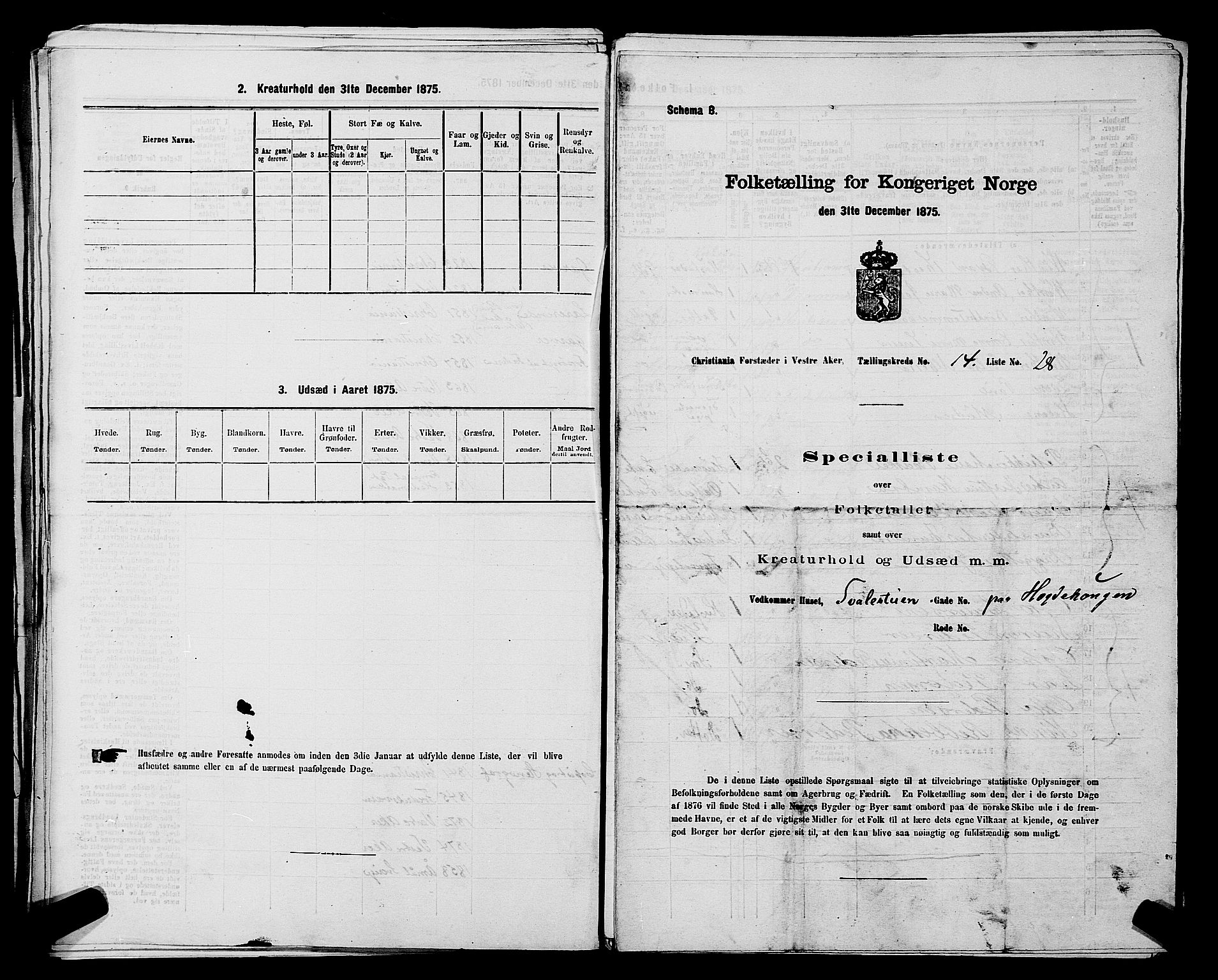 RA, 1875 census for 0218aP Vestre Aker, 1875, p. 2297