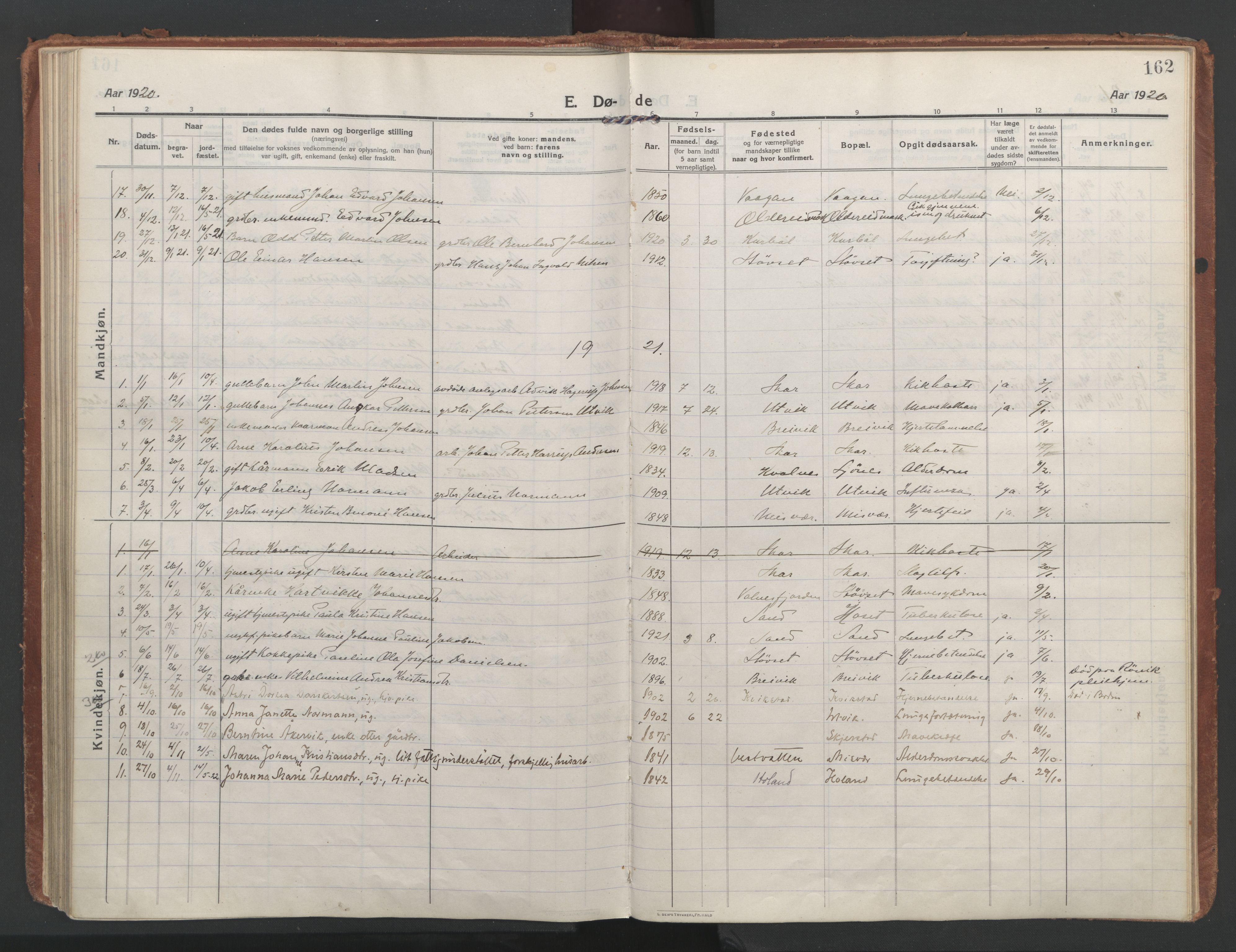 Ministerialprotokoller, klokkerbøker og fødselsregistre - Nordland, AV/SAT-A-1459/852/L0748: Parish register (official) no. 852A18, 1913-1932, p. 162