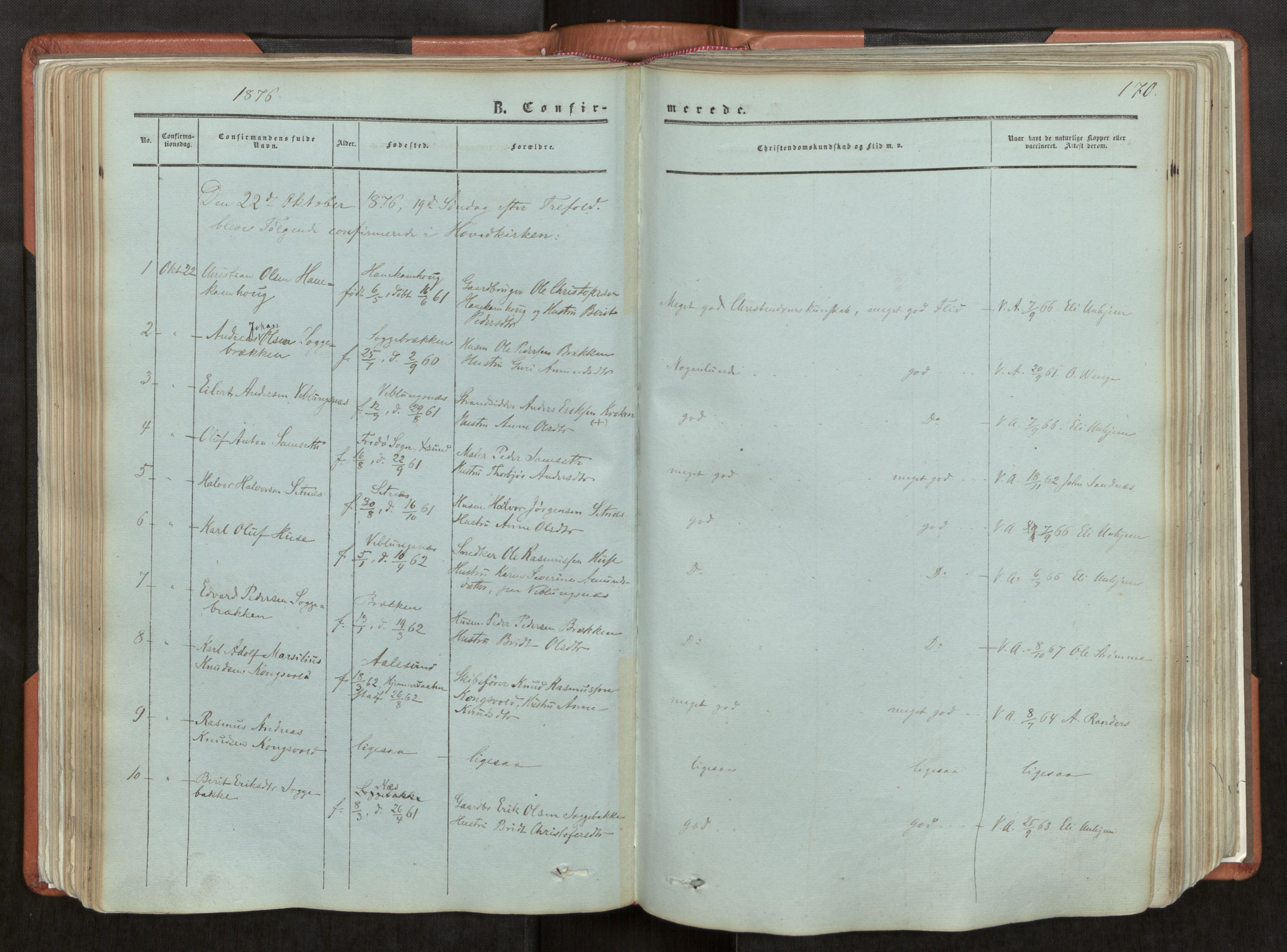 Ministerialprotokoller, klokkerbøker og fødselsregistre - Møre og Romsdal, AV/SAT-A-1454/544/L0572: Parish register (official) no. 544A05, 1854-1886, p. 170