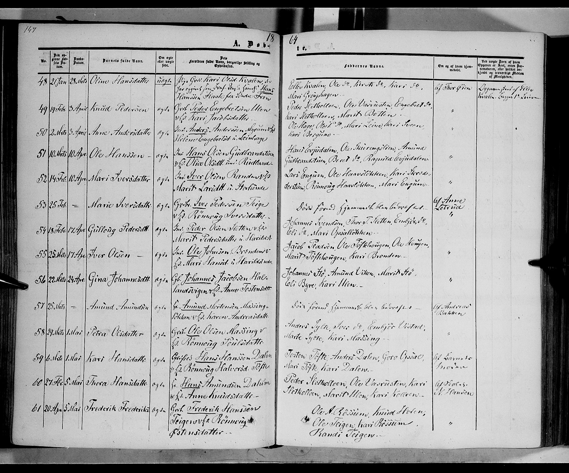 Nord-Fron prestekontor, AV/SAH-PREST-080/H/Ha/Haa/L0001: Parish register (official) no. 1, 1851-1864, p. 147