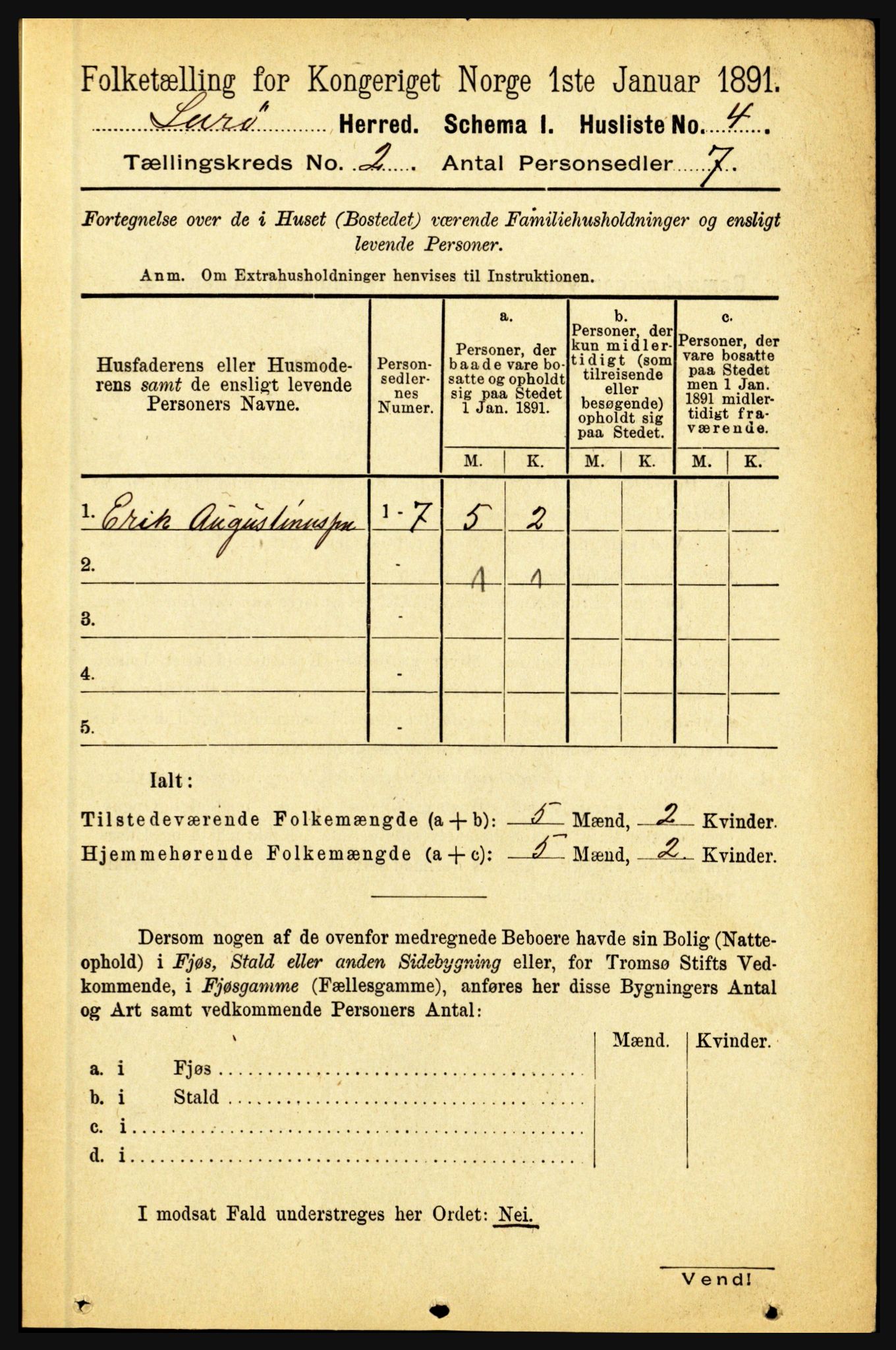 RA, 1891 census for 1834 Lurøy, 1891, p. 660