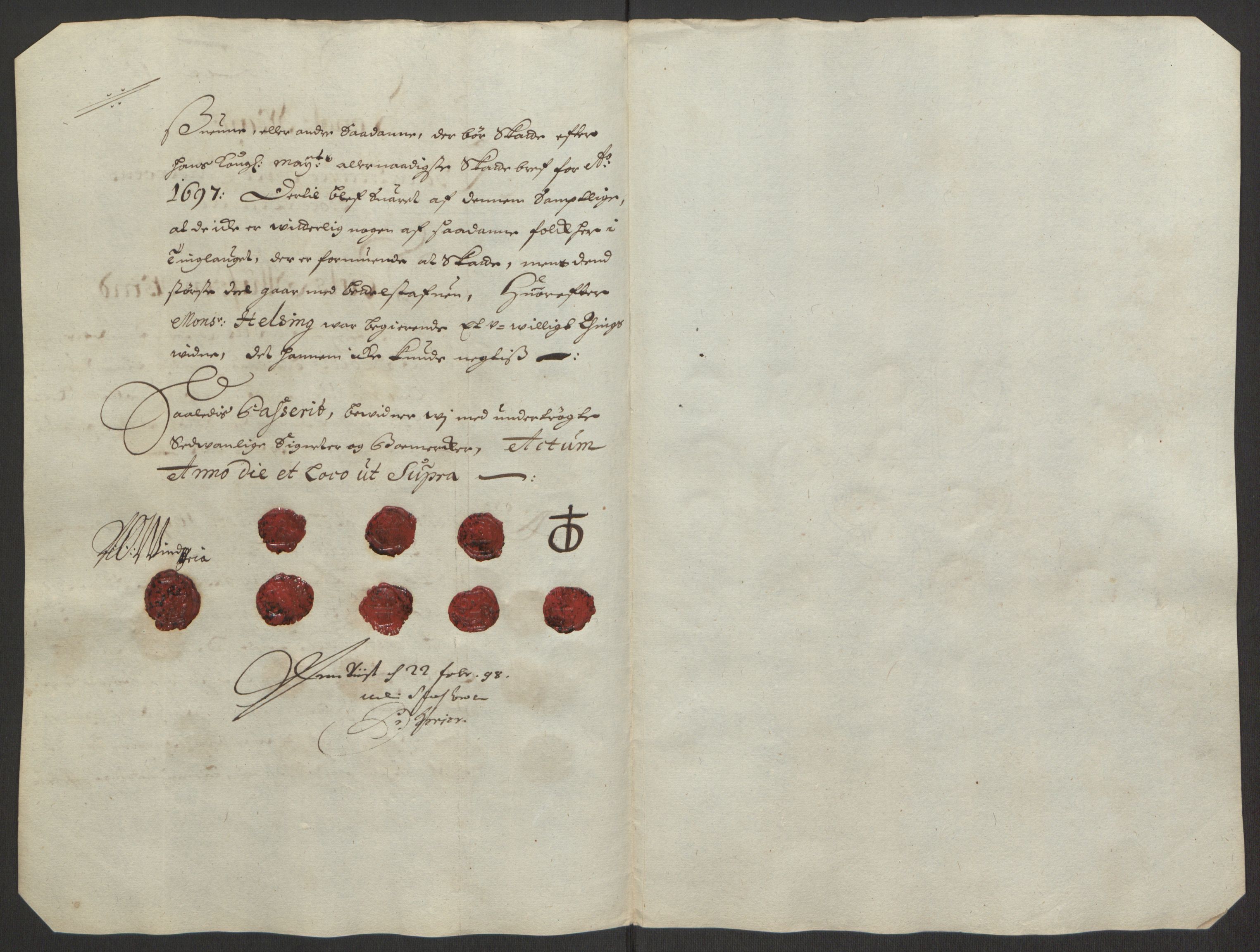 Rentekammeret inntil 1814, Reviderte regnskaper, Fogderegnskap, AV/RA-EA-4092/R63/L4309: Fogderegnskap Inderøy, 1695-1697, p. 402