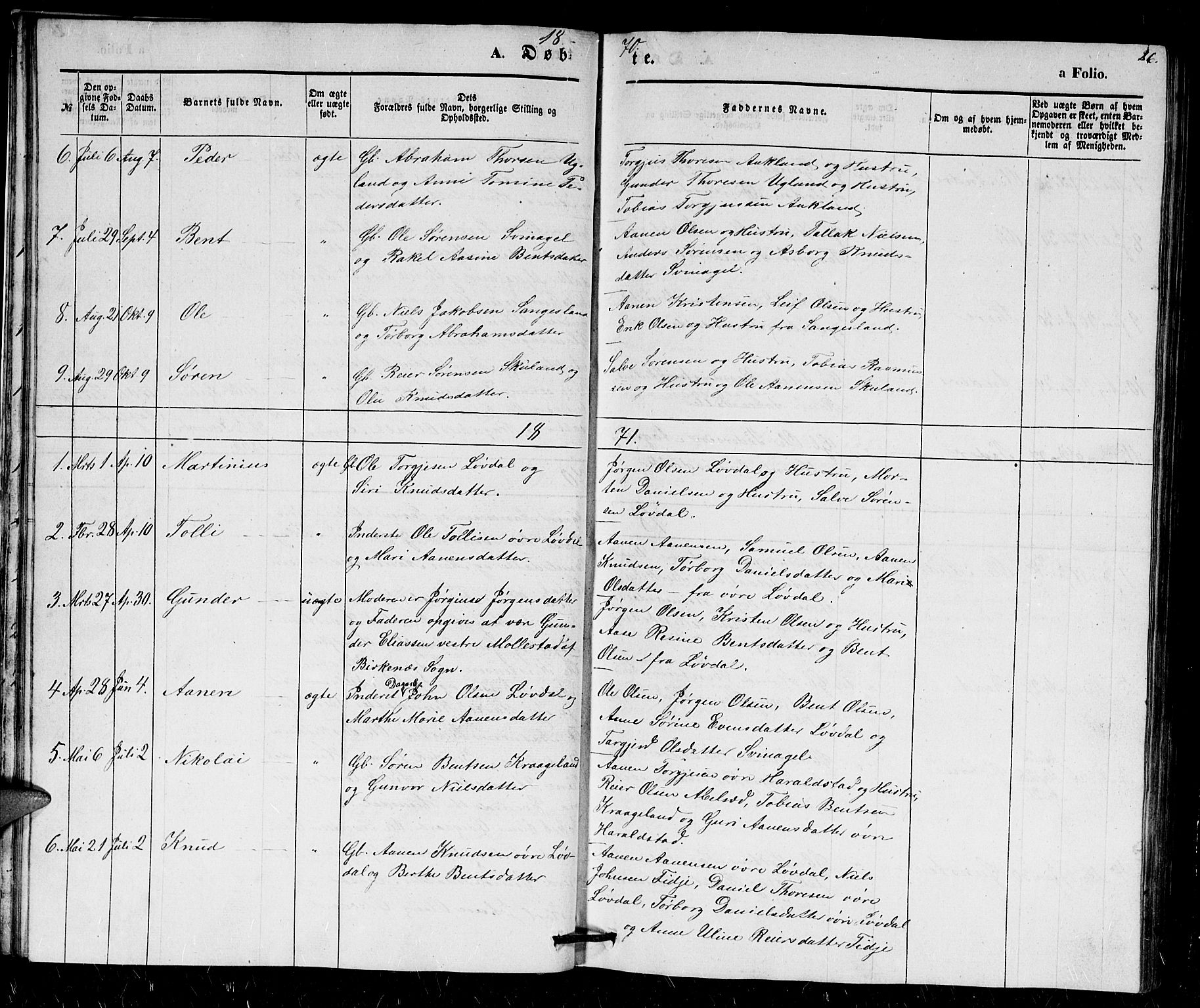 Holum sokneprestkontor, SAK/1111-0022/F/Fb/Fbb/L0002: Parish register (copy) no. B 2, 1847-1874, p. 26