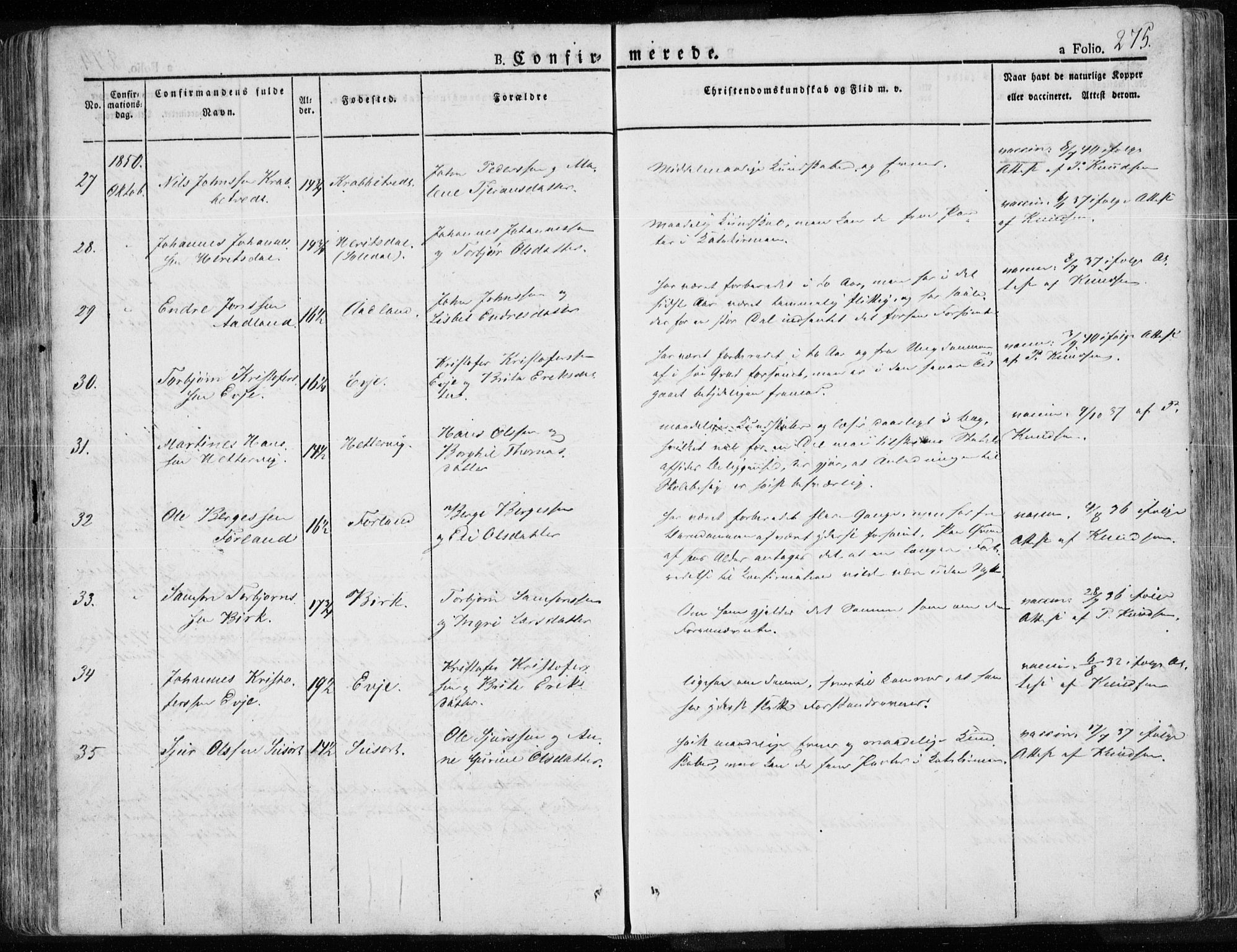 Tysvær sokneprestkontor, AV/SAST-A -101864/H/Ha/Haa/L0001: Parish register (official) no. A 1.1, 1831-1856, p. 275