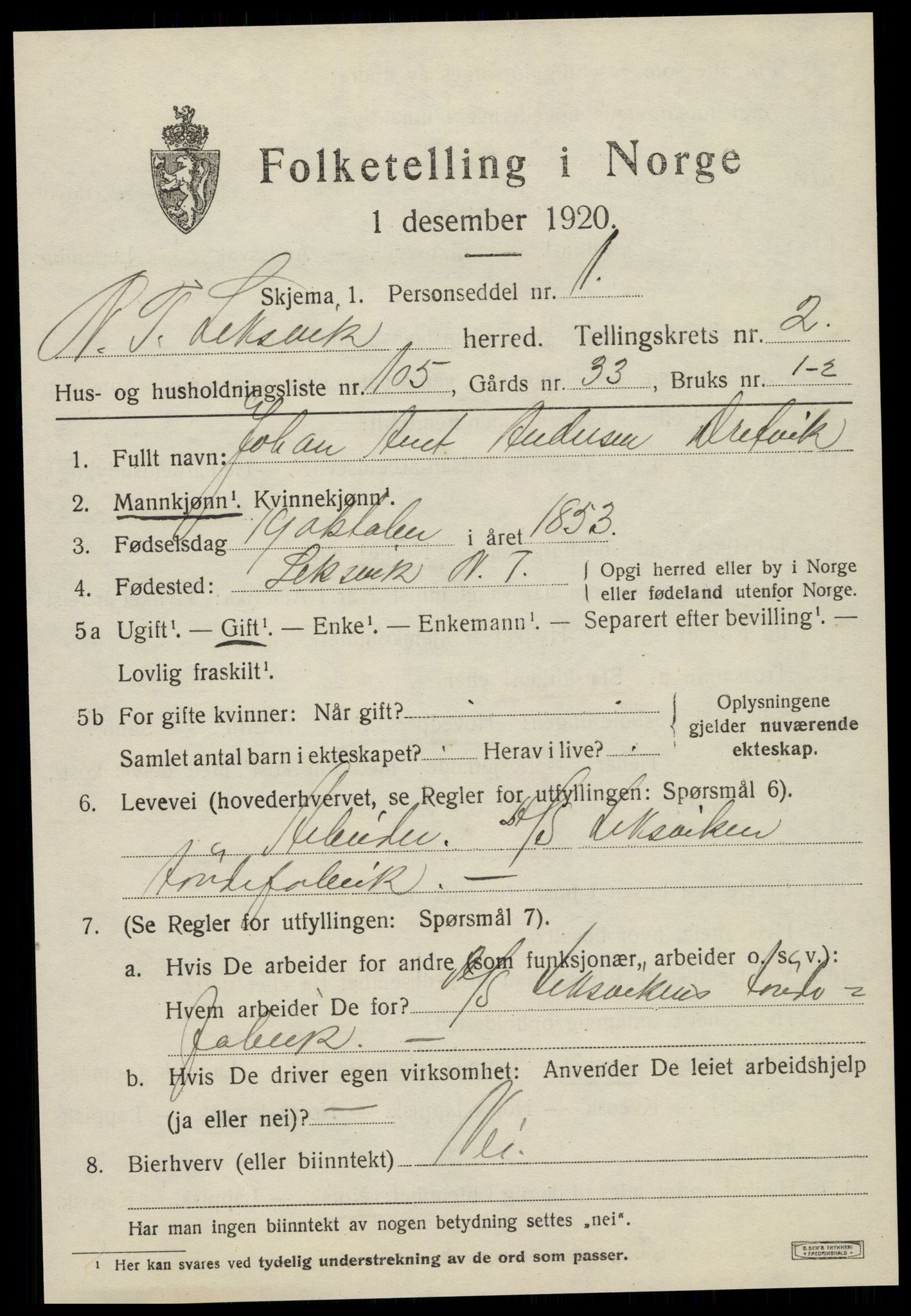 SAT, 1920 census for Leksvik, 1920, p. 2886