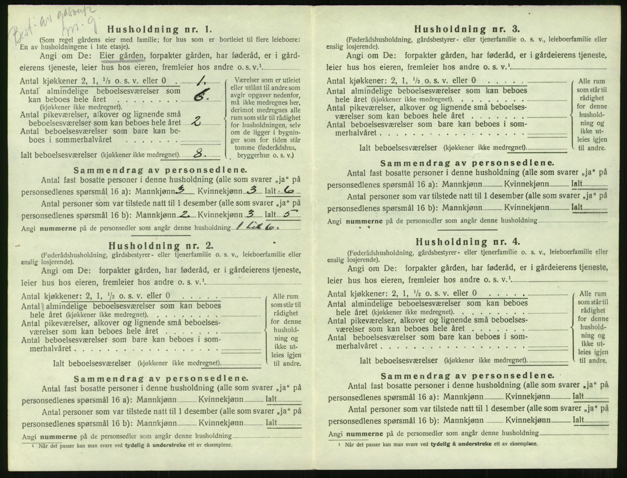 SAT, 1920 census for Borgund, 1920, p. 1045