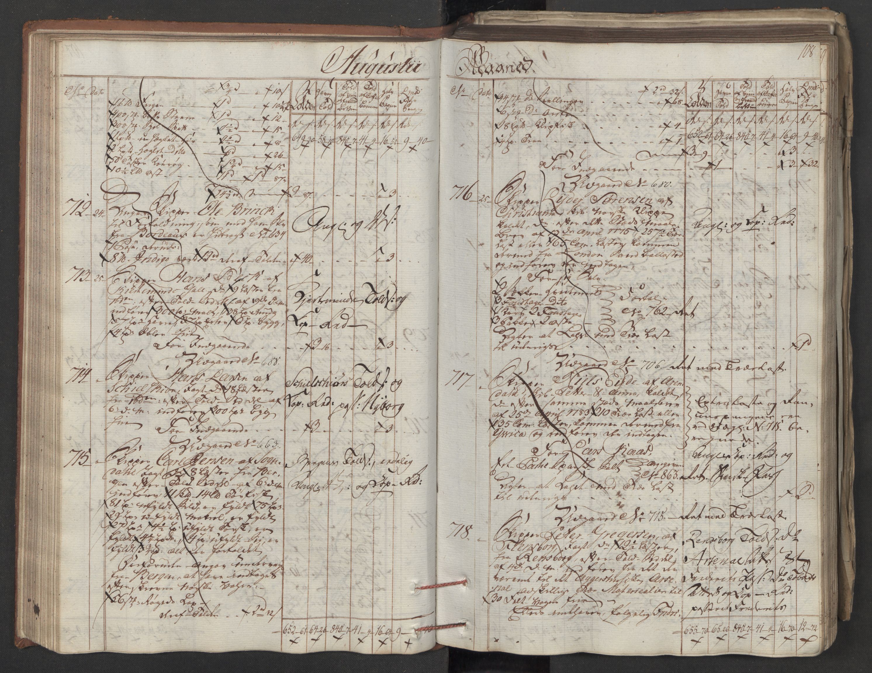 Generaltollkammeret, tollregnskaper, AV/RA-EA-5490/R06/L0179/0001: Tollregnskaper Kristiania / Inngående tollbok, 1790, p. 107b-108a