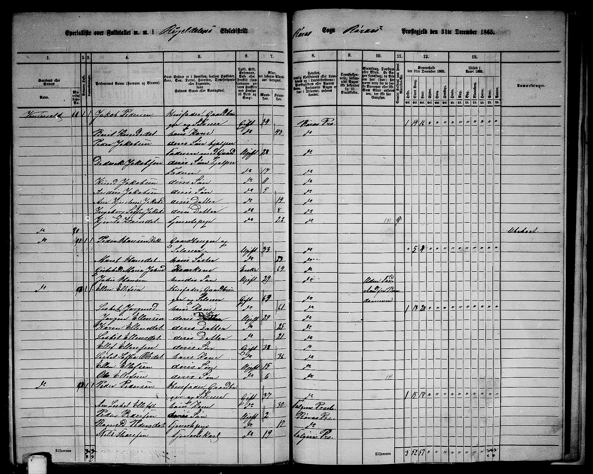 RA, 1865 census for Røros, 1865, p. 158