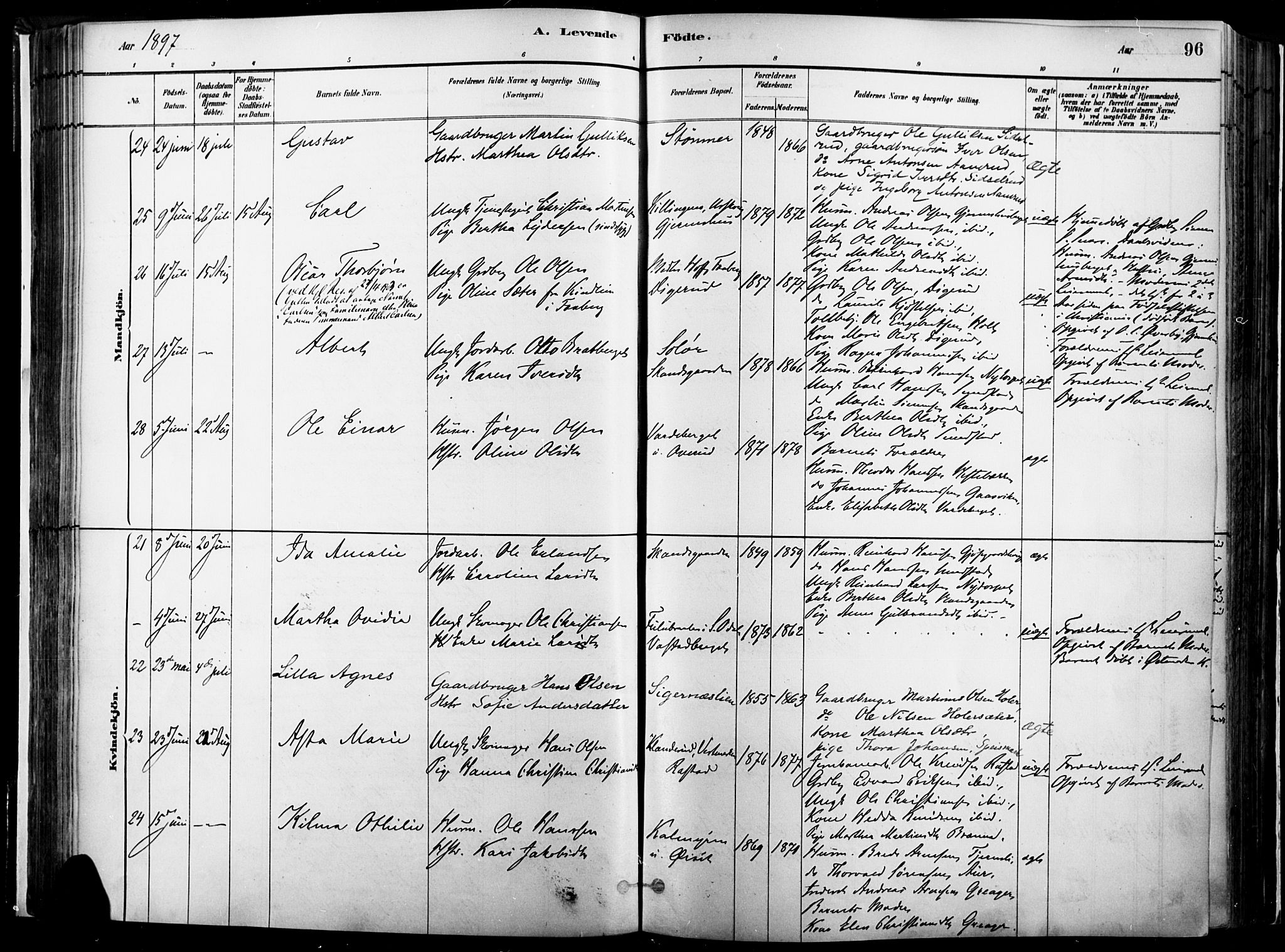 Vinger prestekontor, AV/SAH-PREST-024/H/Ha/Haa/L0014: Parish register (official) no. 14, 1881-1900, p. 96