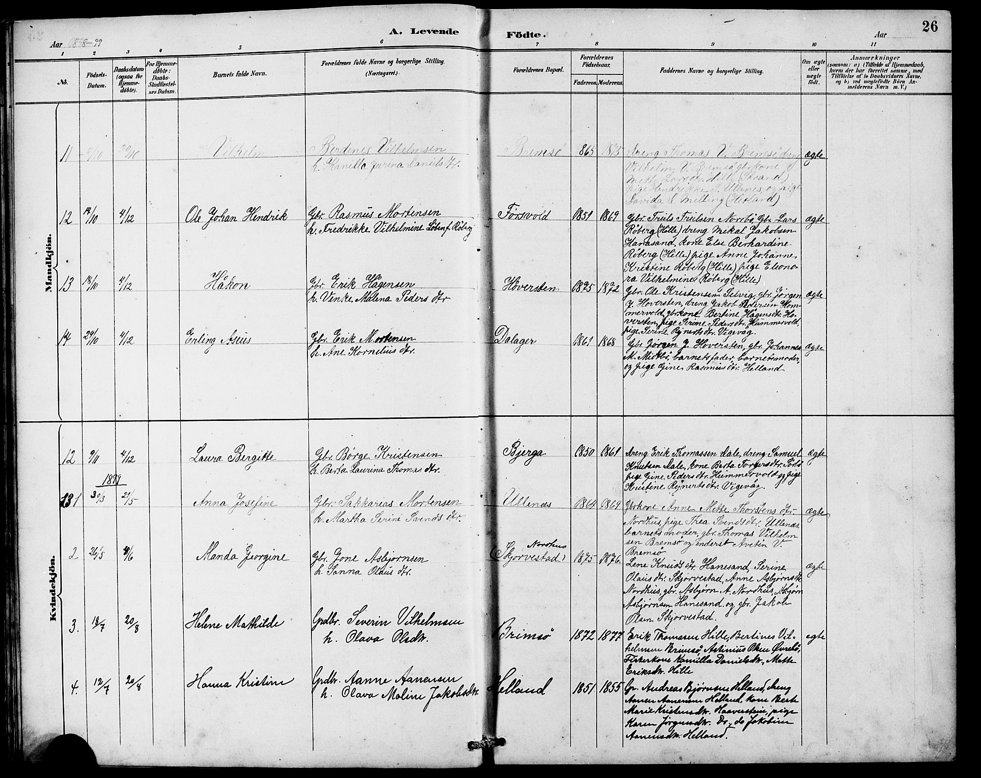 Rennesøy sokneprestkontor, SAST/A -101827/H/Ha/Hab/L0010: Parish register (copy) no. B 9, 1890-1918, p. 26