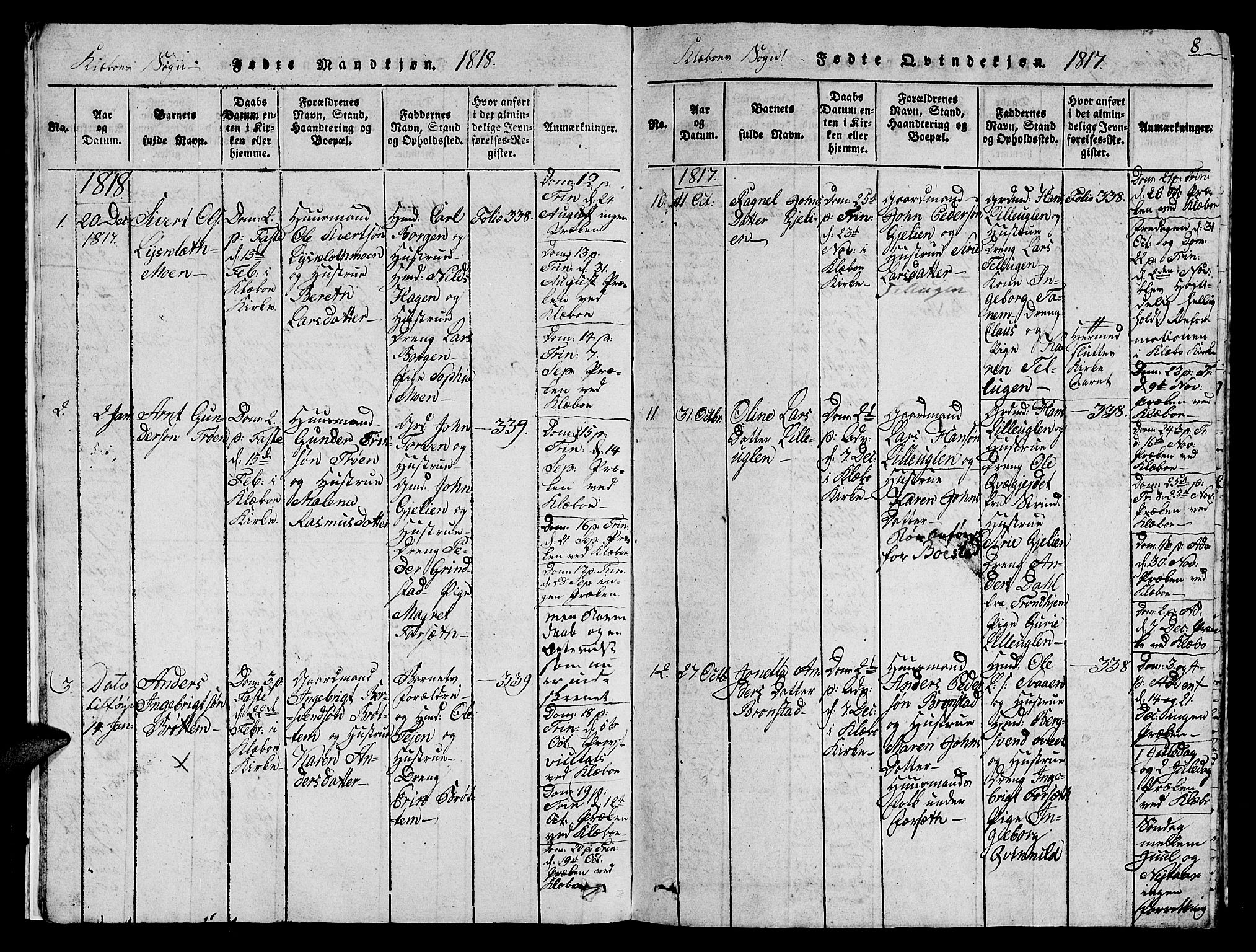 Ministerialprotokoller, klokkerbøker og fødselsregistre - Sør-Trøndelag, SAT/A-1456/618/L0450: Parish register (copy) no. 618C01, 1816-1865, p. 8