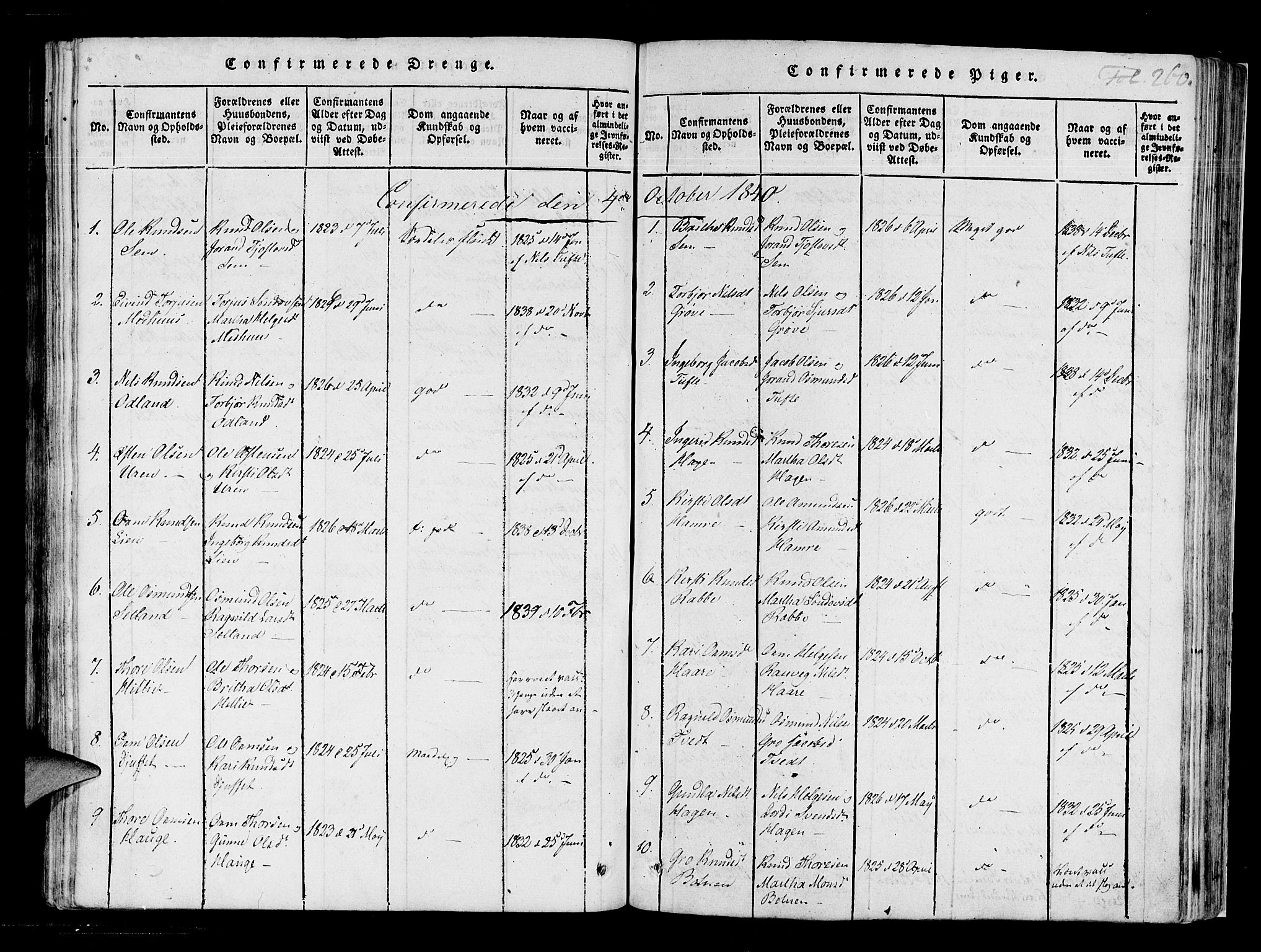 Røldal sokneprestembete, SAB/A-100247: Parish register (official) no. A 2, 1817-1856, p. 260