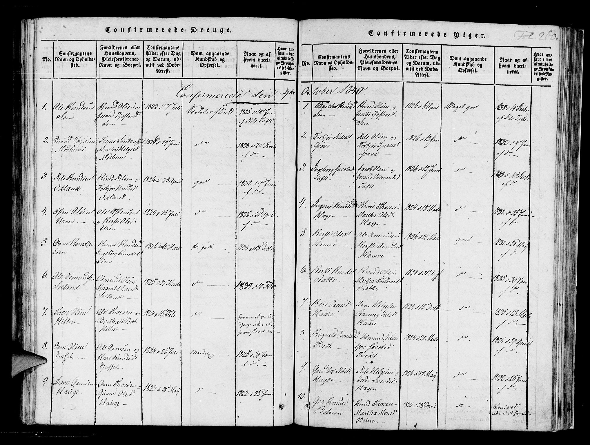 Røldal sokneprestembete, AV/SAB-A-100247: Parish register (official) no. A 2, 1817-1856, p. 260