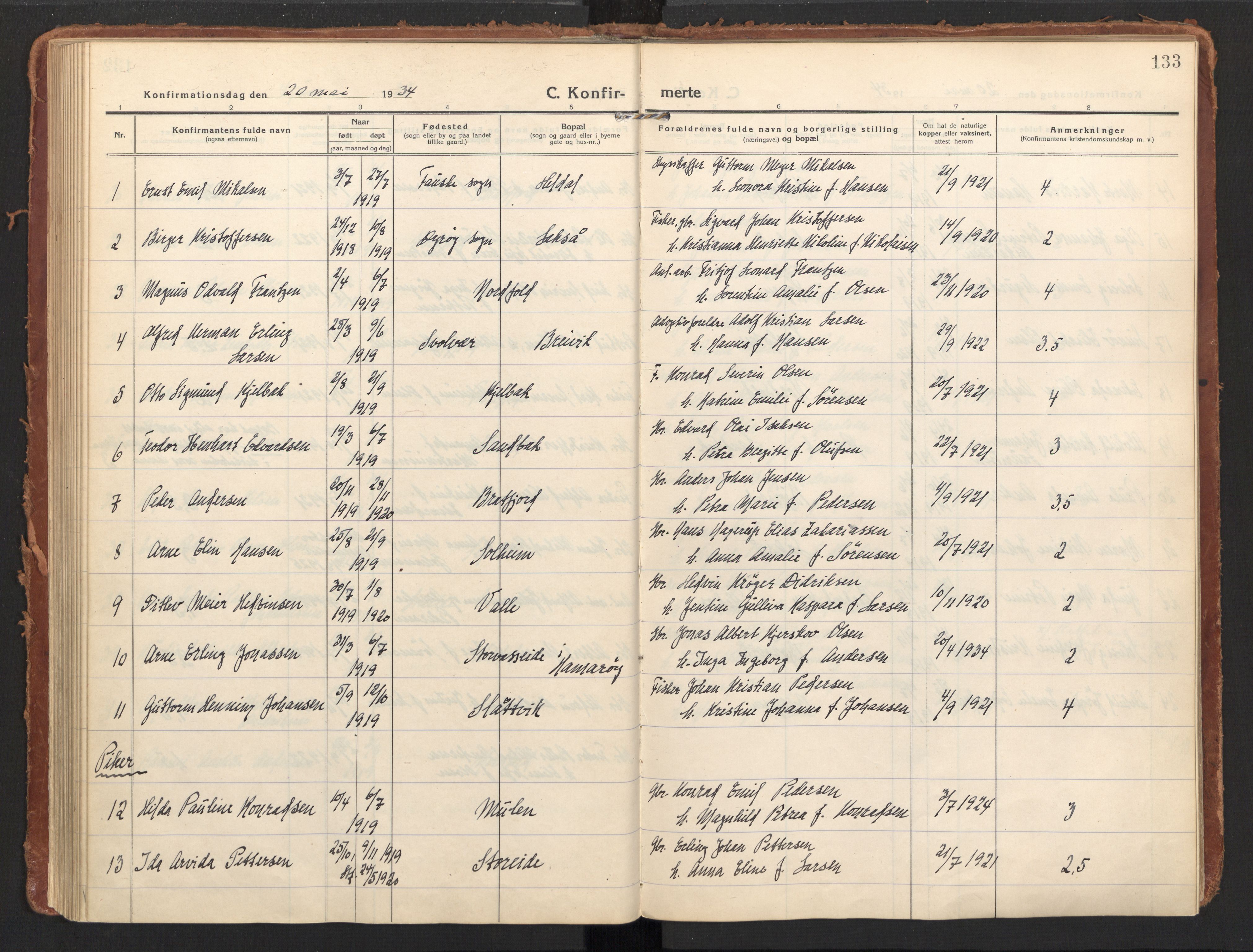 Ministerialprotokoller, klokkerbøker og fødselsregistre - Nordland, SAT/A-1459/858/L0833: Parish register (official) no. 858A03, 1916-1934, p. 133