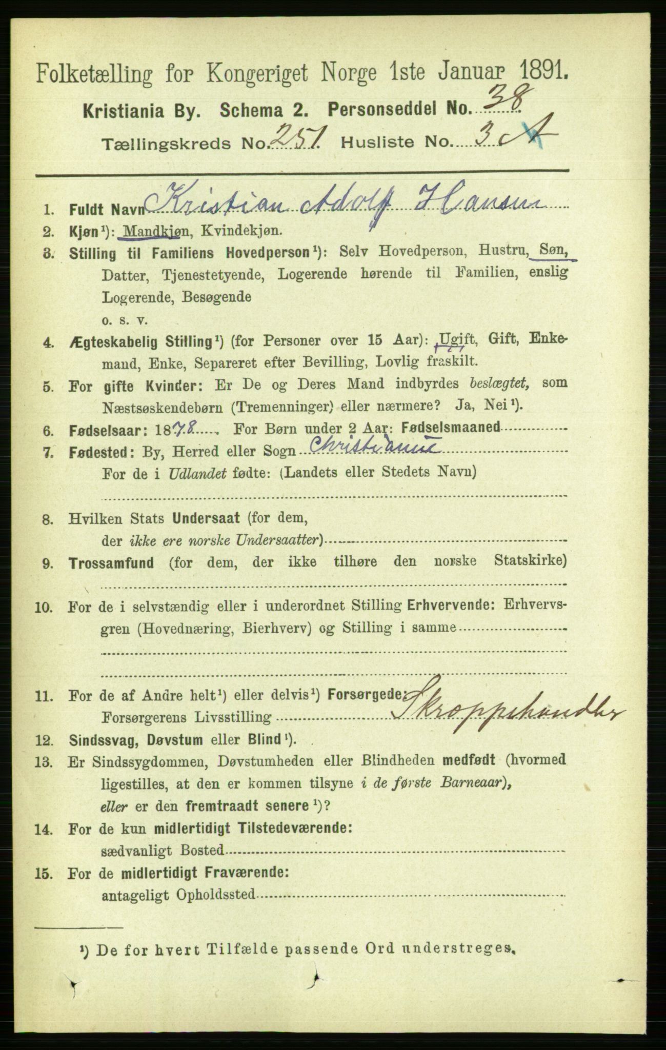 RA, 1891 census for 0301 Kristiania, 1891, p. 153102