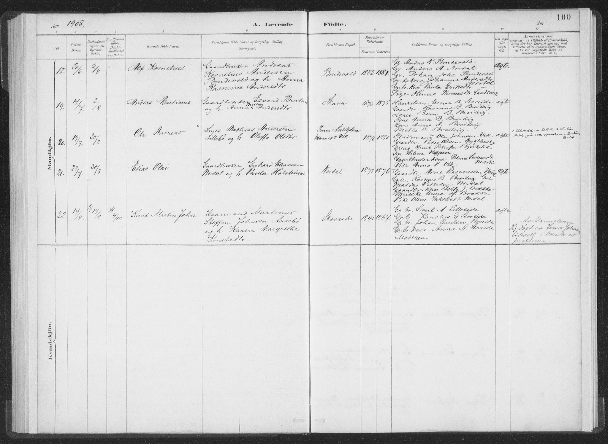 Ministerialprotokoller, klokkerbøker og fødselsregistre - Møre og Romsdal, AV/SAT-A-1454/502/L0025: Parish register (official) no. 502A03, 1885-1909, p. 100