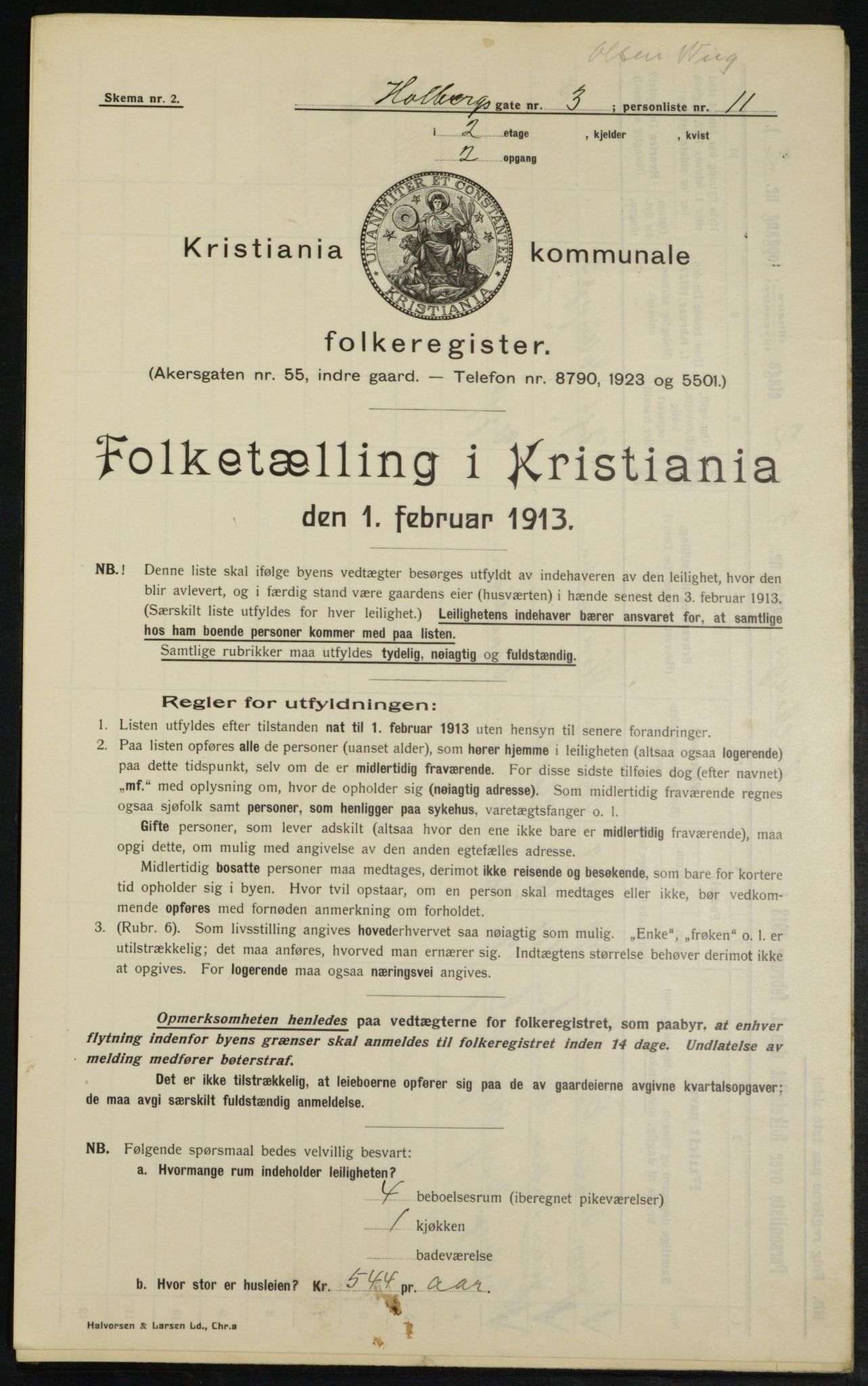 OBA, Municipal Census 1913 for Kristiania, 1913, p. 40078