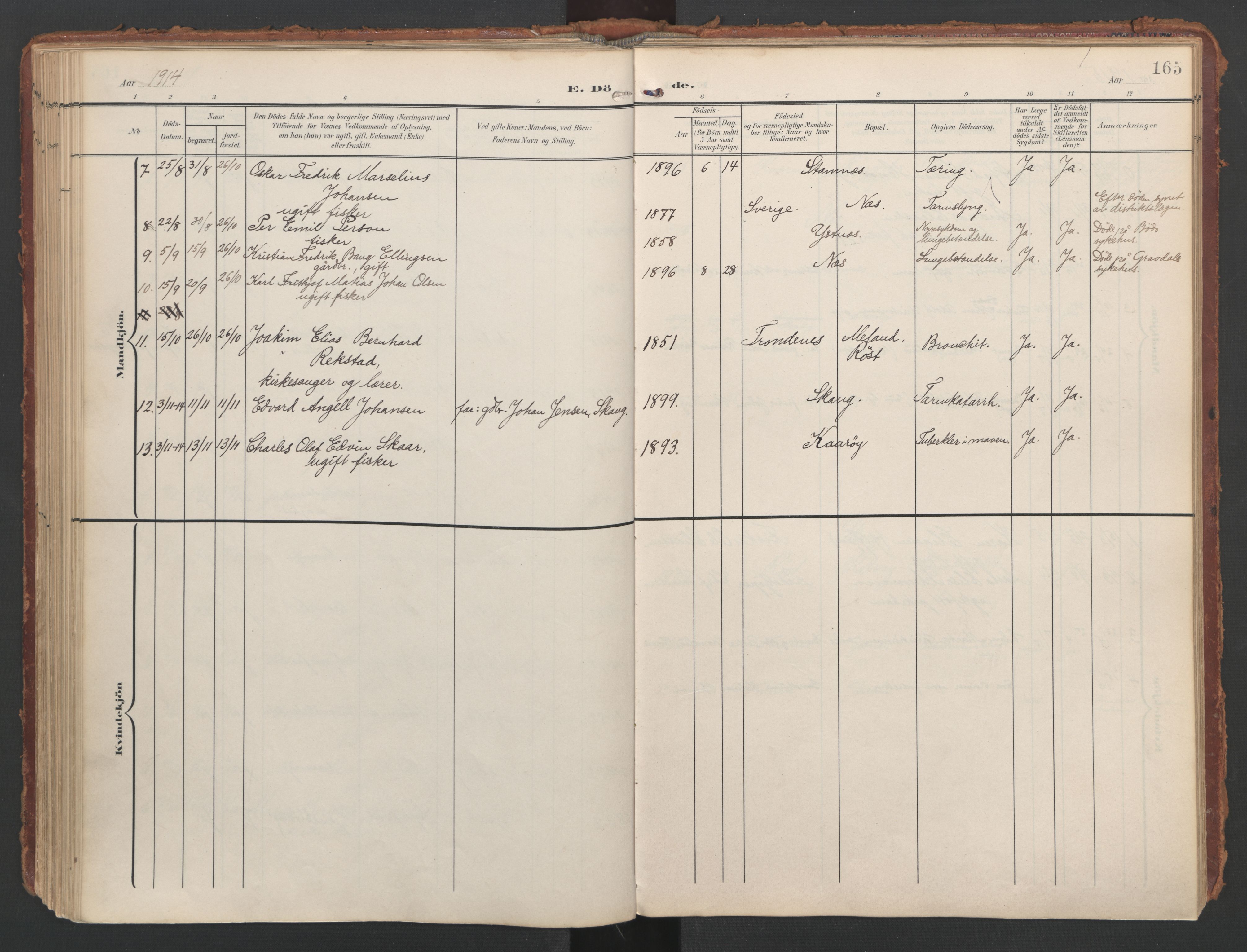 Ministerialprotokoller, klokkerbøker og fødselsregistre - Nordland, AV/SAT-A-1459/808/L0129: Parish register (official) no. 808A02, 1903-1931, p. 165