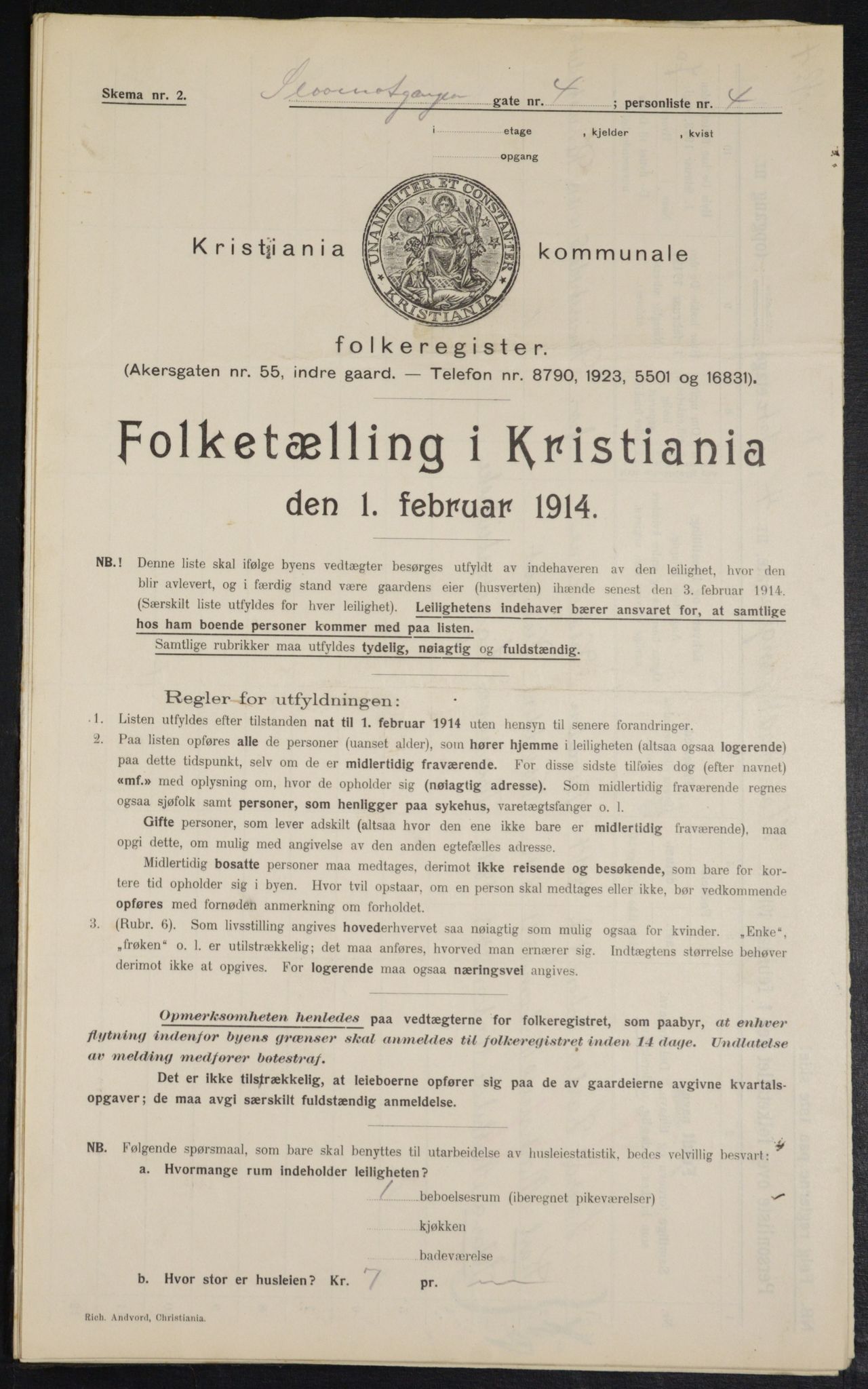 OBA, Municipal Census 1914 for Kristiania, 1914, p. 96784