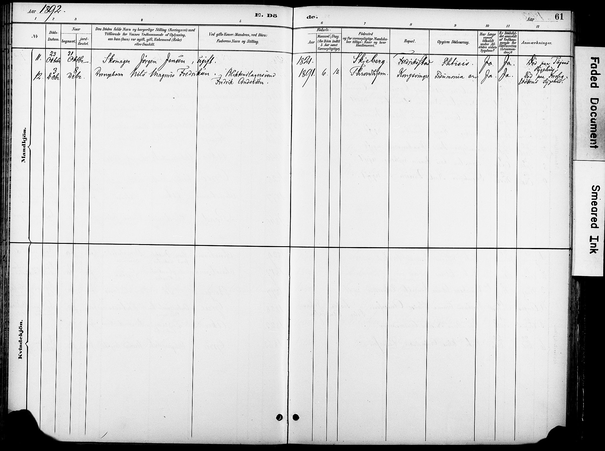 Krohgstøtten sykehusprest Kirkebøker, AV/SAO-A-10854/F/Fa/L0003: Parish register (official) no. 3, 1890-1935, p. 61