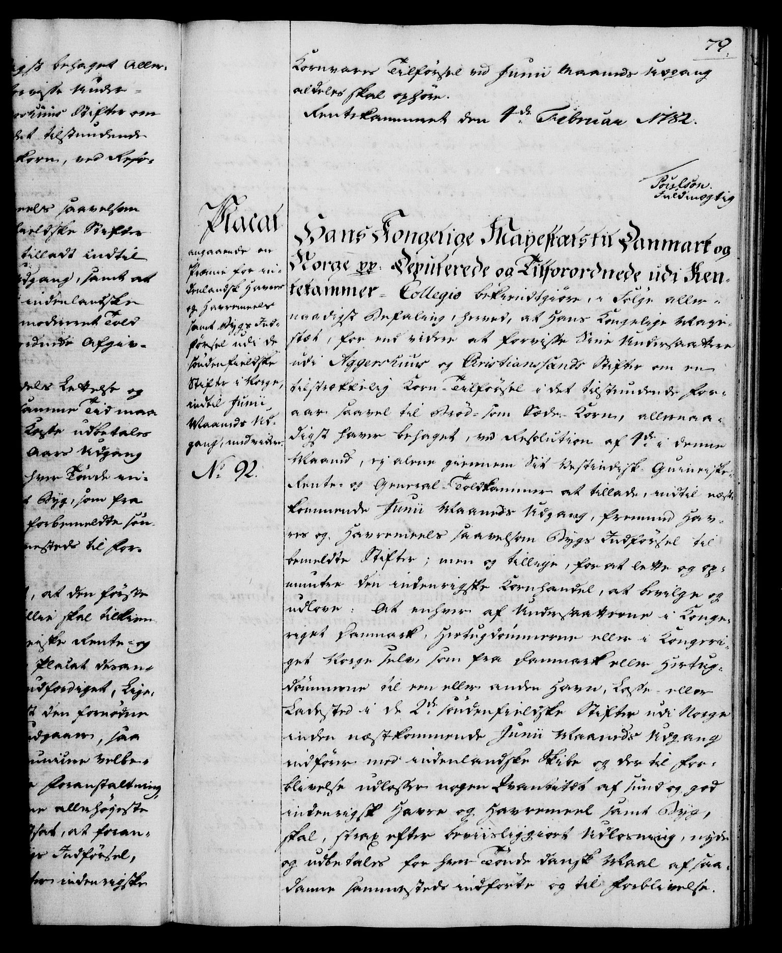 Rentekammeret, Kammerkanselliet, RA/EA-3111/G/Gg/Gga/L0012: Norsk ekspedisjonsprotokoll med register (merket RK 53.12), 1781-1783, p. 79