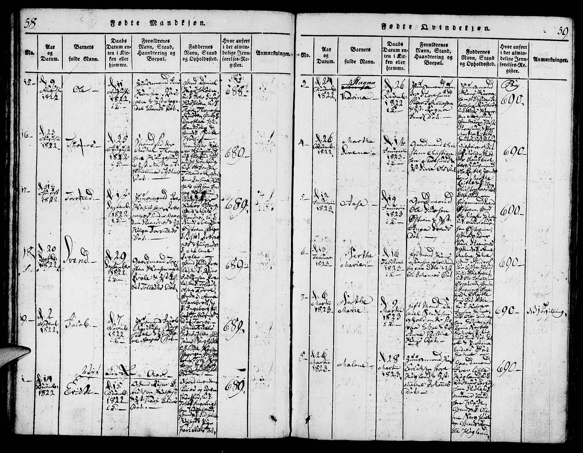 Torvastad sokneprestkontor, SAST/A -101857/H/Ha/Haa/L0004: Parish register (official) no. A 4, 1817-1836, p. 58-59
