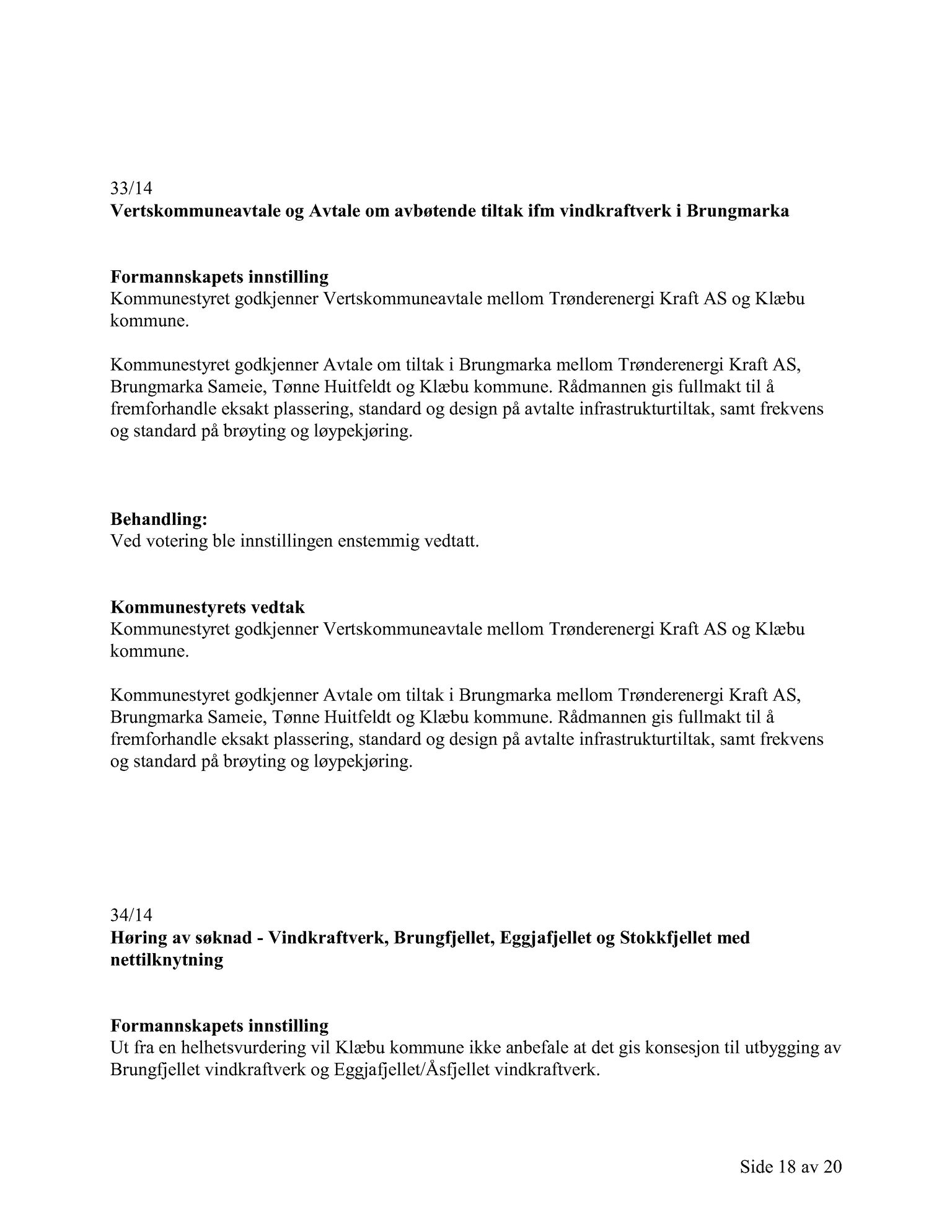 Klæbu Kommune, TRKO/KK/01-KS/L007: Kommunestyret - Møtedokumenter, 2014, p. 1086