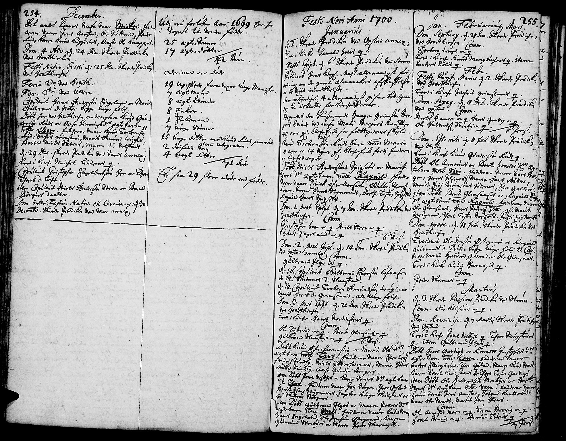 Strøm-Odalen prestekontor, AV/SAH-PREST-028/H/Ha/Haa/L0001: Parish register (official) no. 1, 1689-1715, p. 254-255