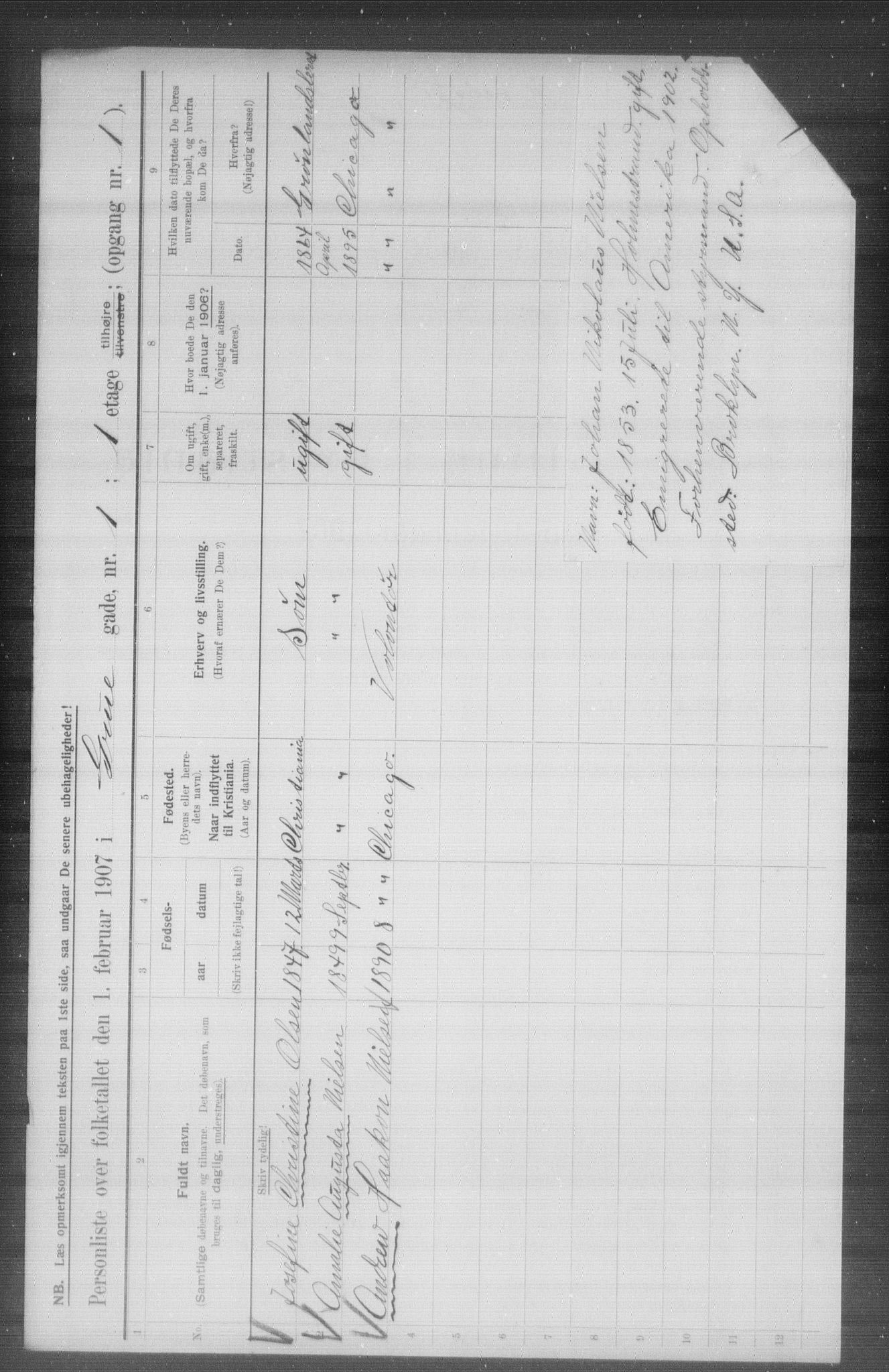 OBA, Municipal Census 1907 for Kristiania, 1907, p. 15368