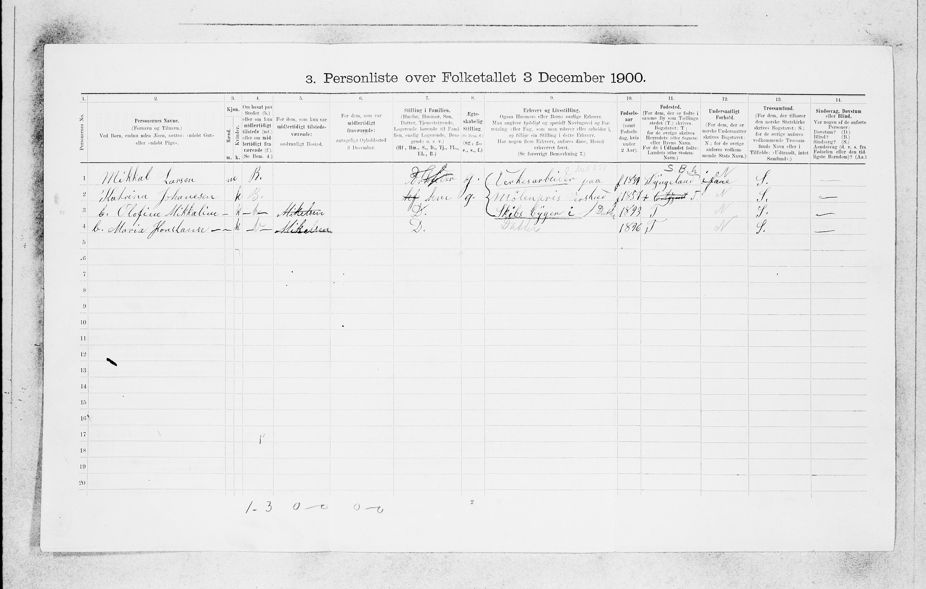 SAB, 1900 census for Bergen, 1900, p. 2186