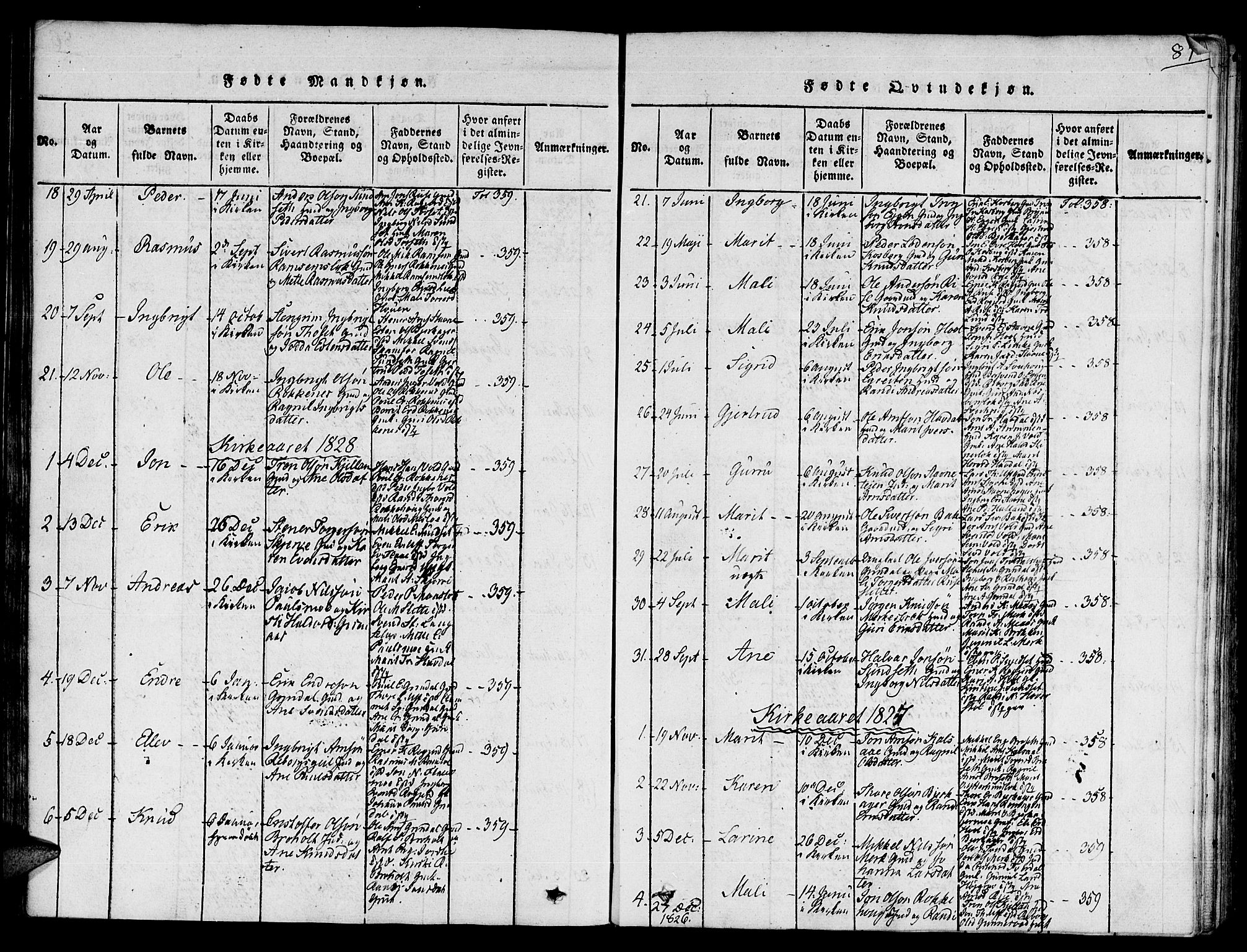 Ministerialprotokoller, klokkerbøker og fødselsregistre - Sør-Trøndelag, AV/SAT-A-1456/672/L0854: Parish register (official) no. 672A06 /2, 1816-1829, p. 87