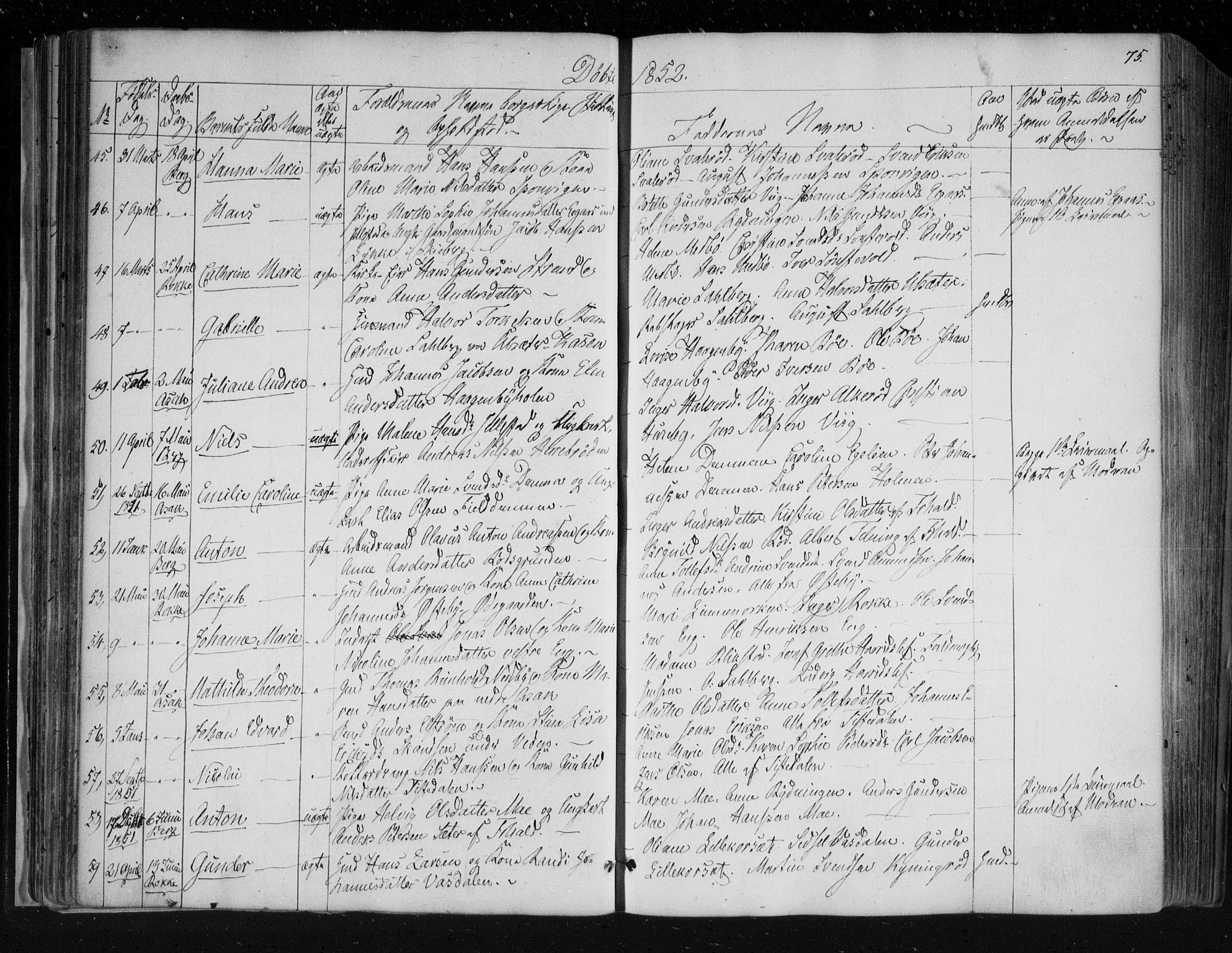 Berg prestekontor Kirkebøker, SAO/A-10902/F/Fa/L0004: Parish register (official) no. I 4, 1843-1860, p. 75