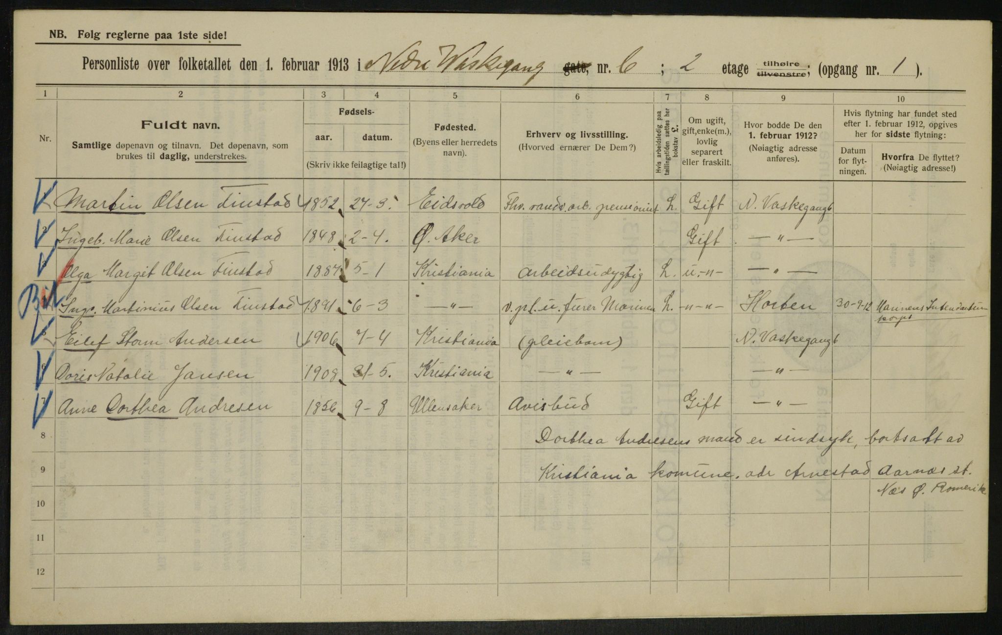 OBA, Municipal Census 1913 for Kristiania, 1913, p. 69509