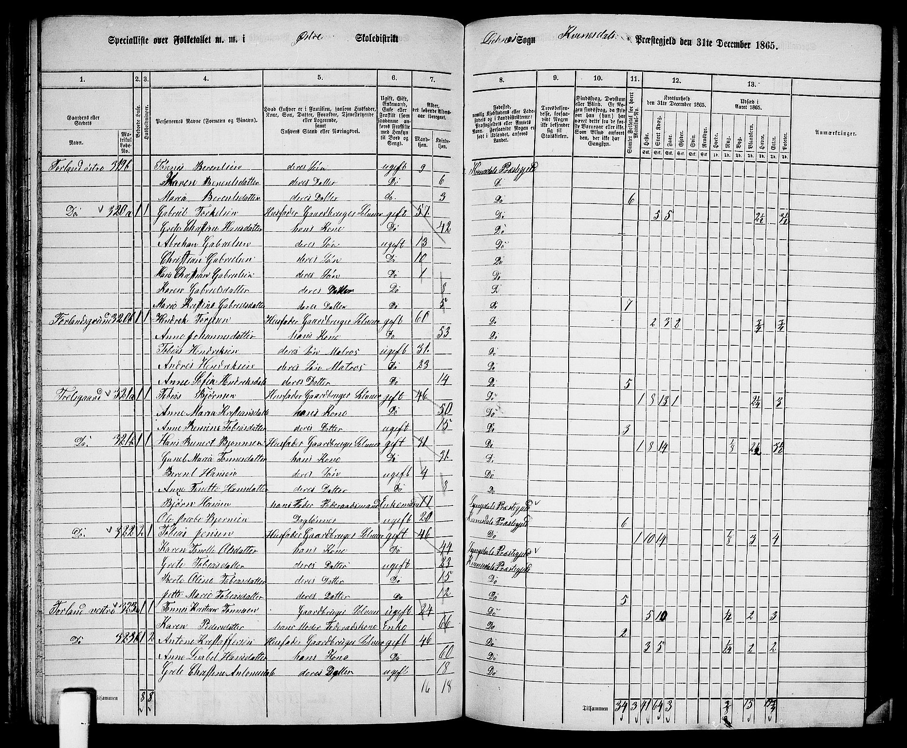 RA, 1865 census for Kvinesdal, 1865, p. 84