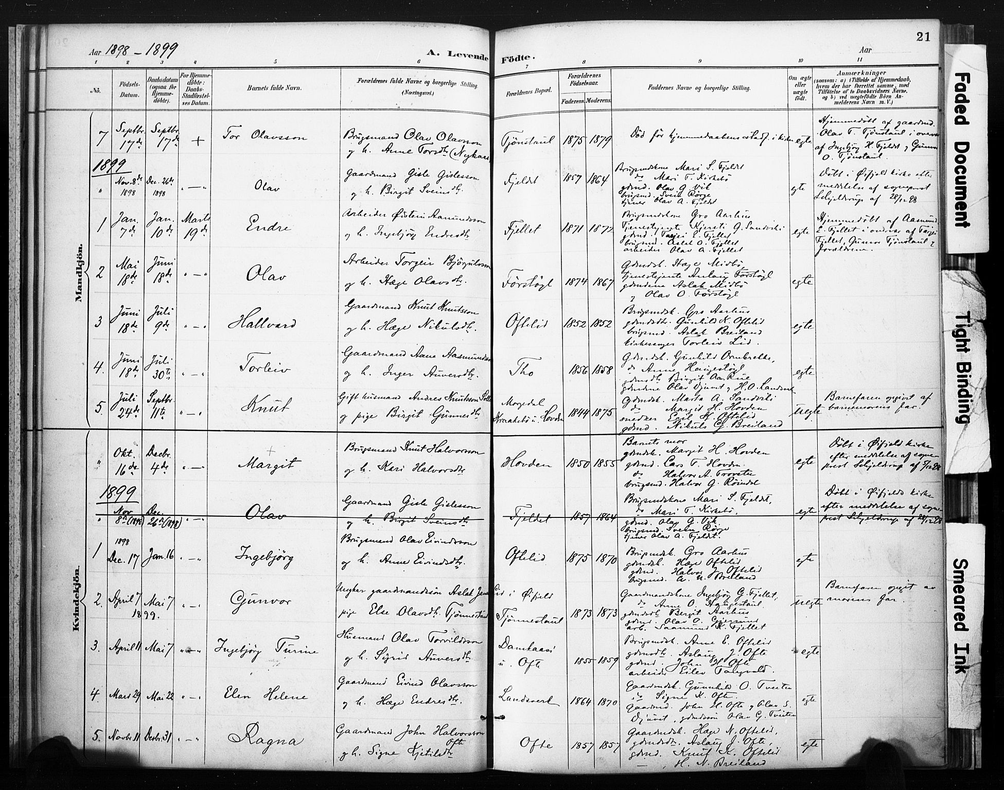 Lårdal kirkebøker, AV/SAKO-A-284/F/Fc/L0002: Parish register (official) no. III 2, 1887-1906, p. 21
