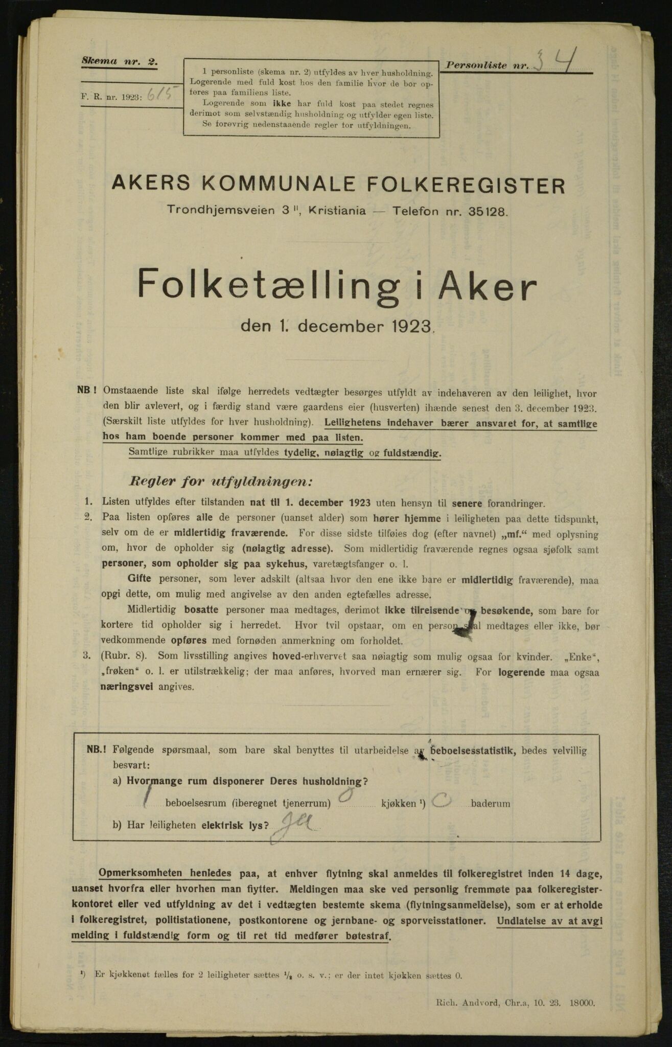 , Municipal Census 1923 for Aker, 1923, p. 26874